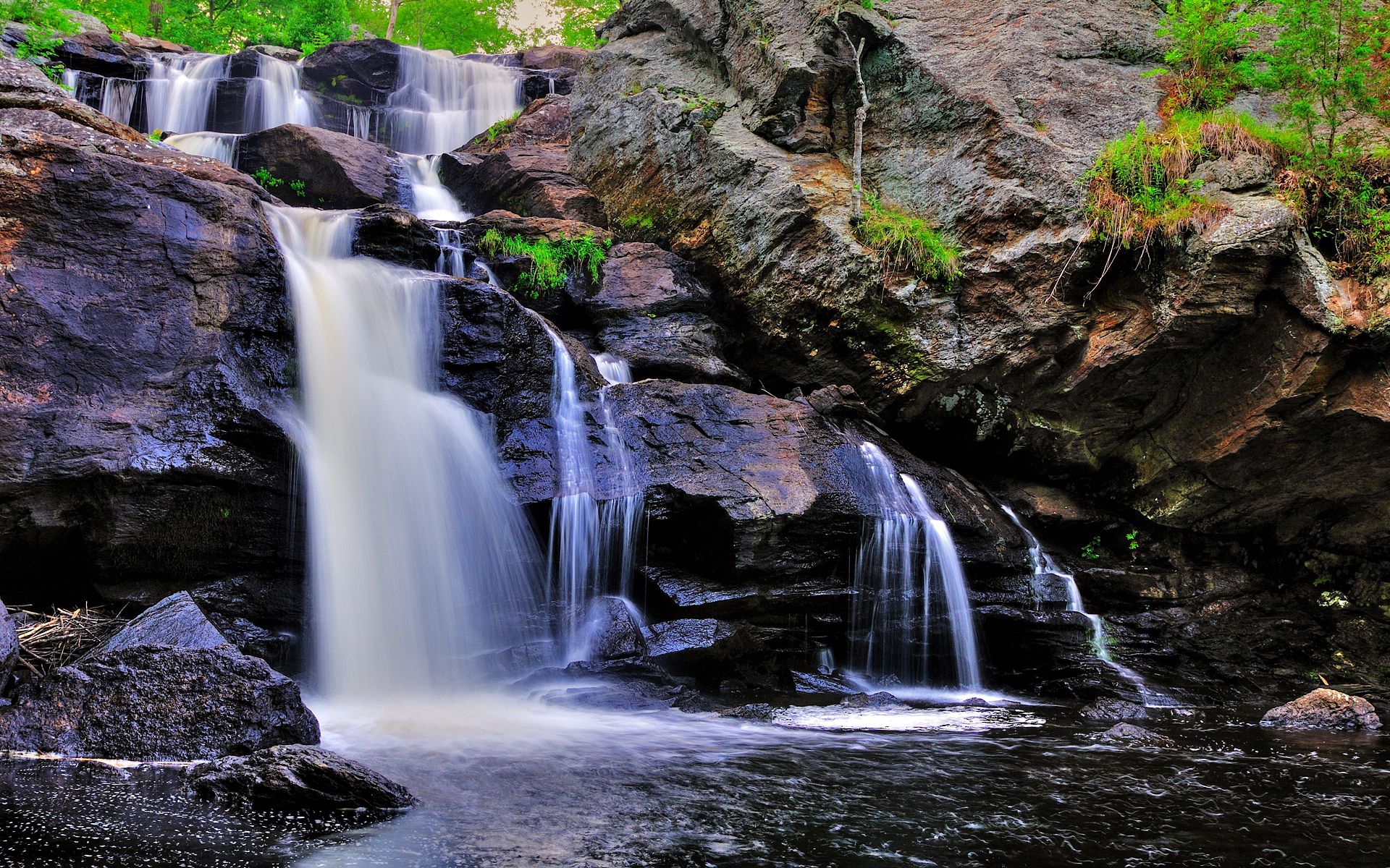 rivers, landscape, nature, rocks, waterfall cellphone