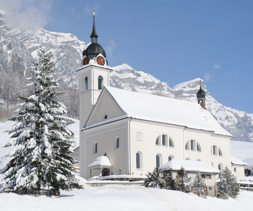 Descarga gratuita de fondo de pantalla para móvil de Invierno, Nieve, Árbol, Iglesia, Iglesias, Religioso.