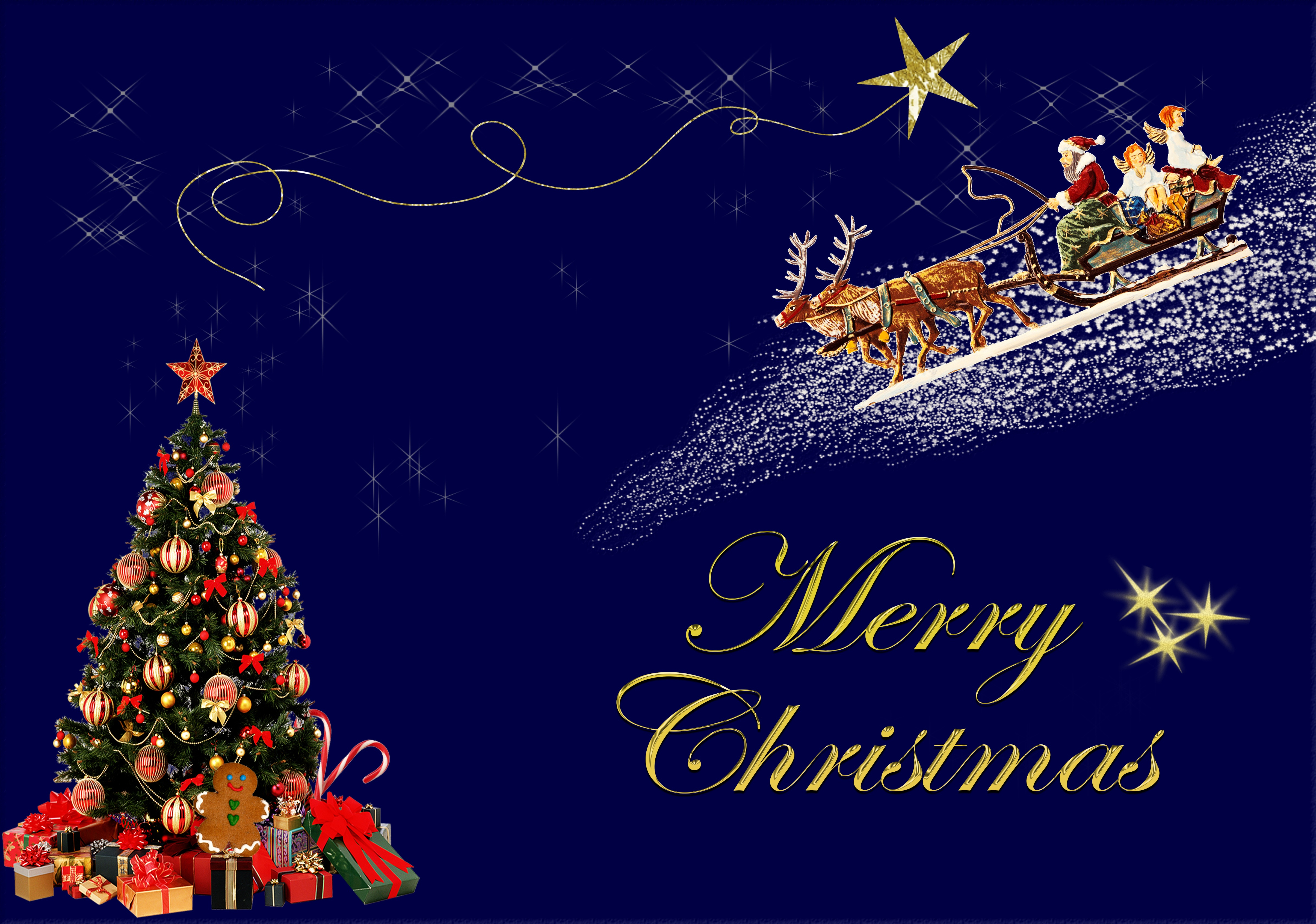 799782 descargar imagen feliz navidad, día festivo, navidad, azul, decoración, papa noel, cielo, estrella, árbol: fondos de pantalla y protectores de pantalla gratis