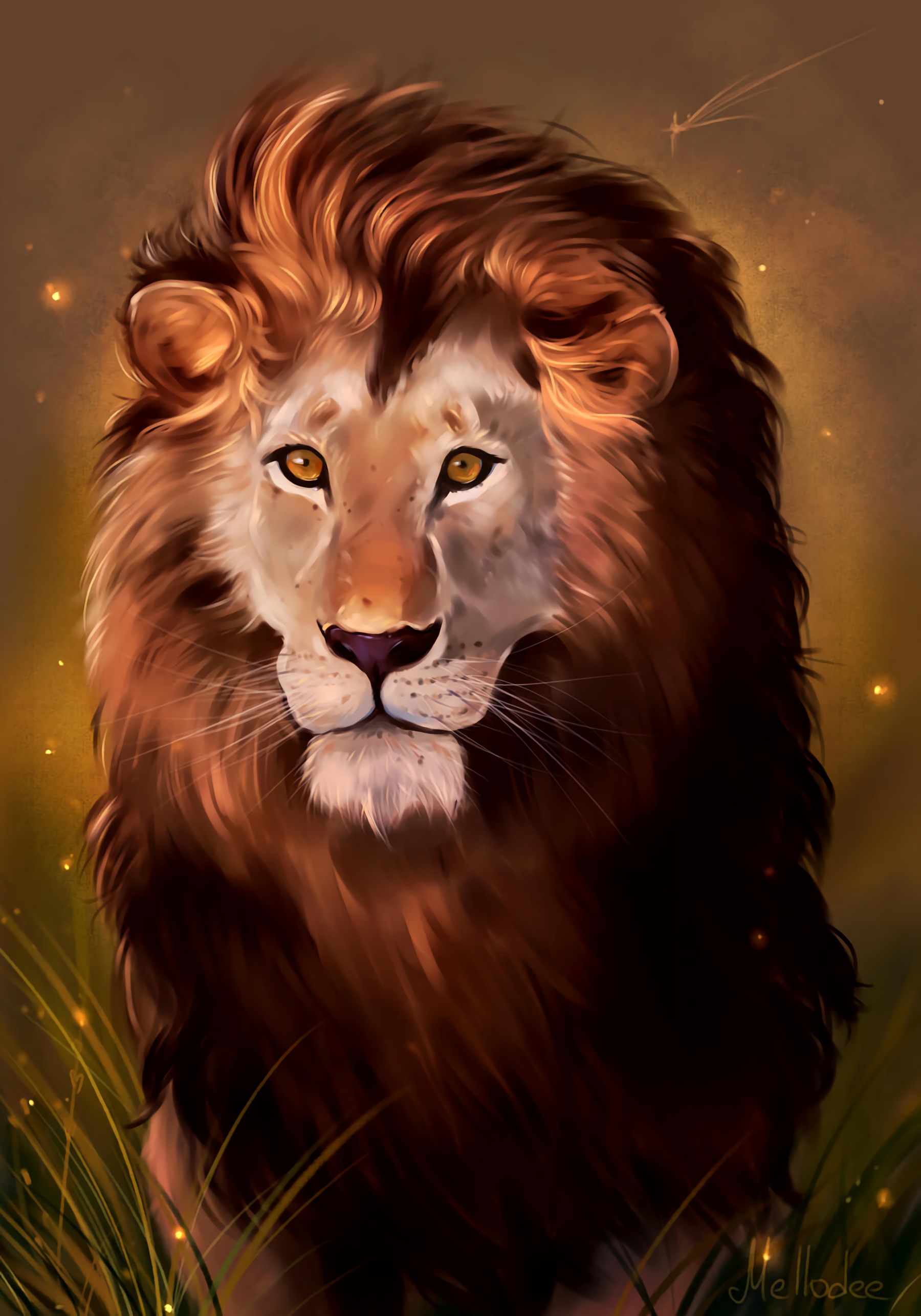 135973 скачать обои царь зверей, лев, хищник, арт, взгляд - заставки и картинки бесплатно