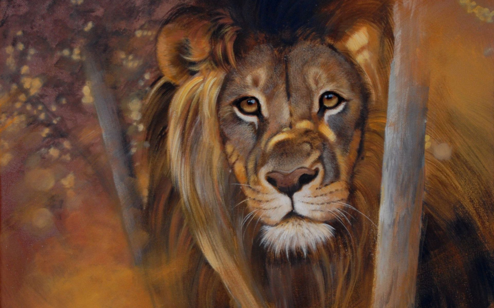 Download mobile wallpaper Painting, Face, Lion, Cats, Animal for free.