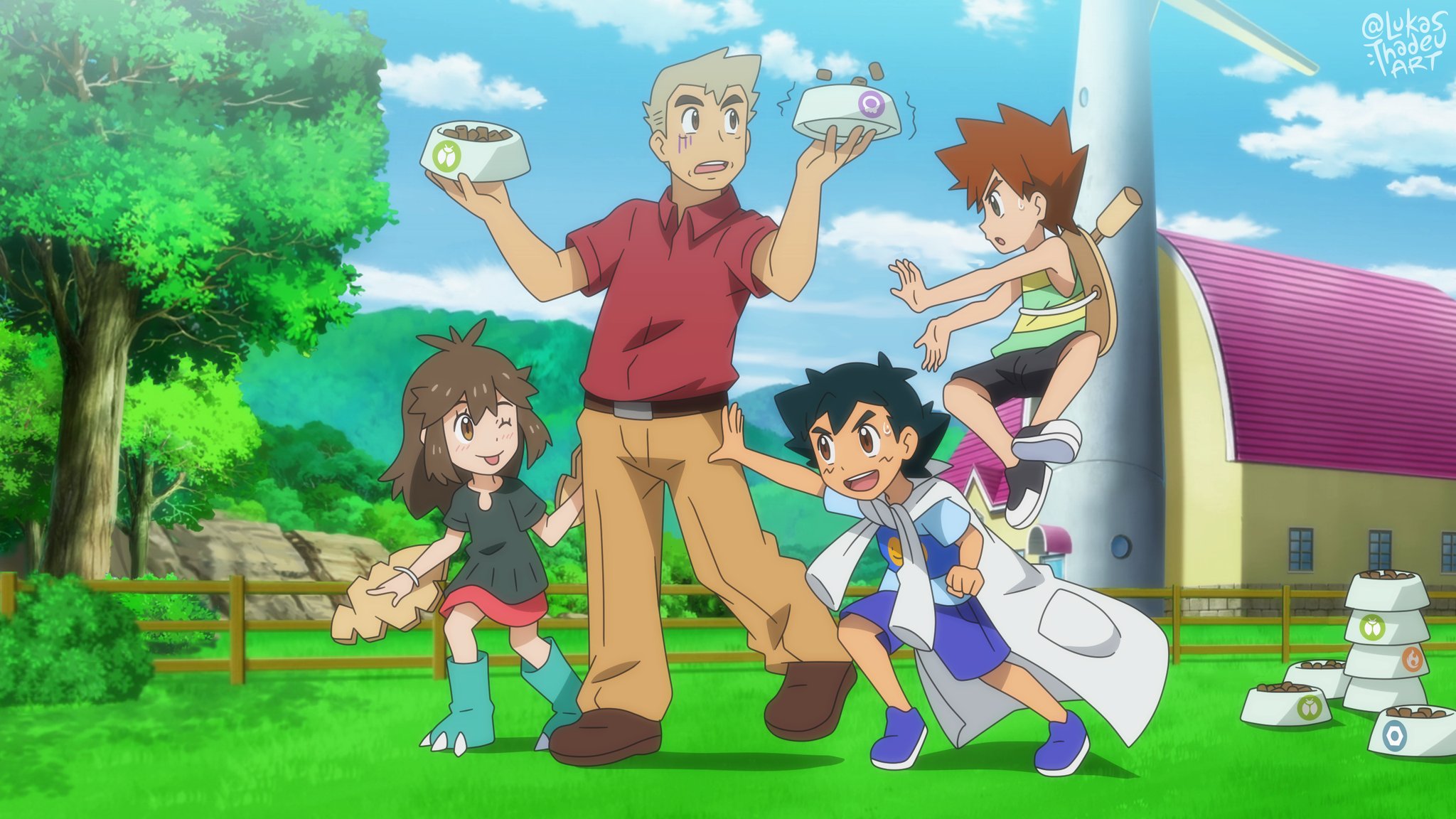 Baixar papel de parede para celular de Anime, Pokémon, Ash Ketchum, Gary Oak (Pokémon), Professor Carvalho (Pokémon) gratuito.
