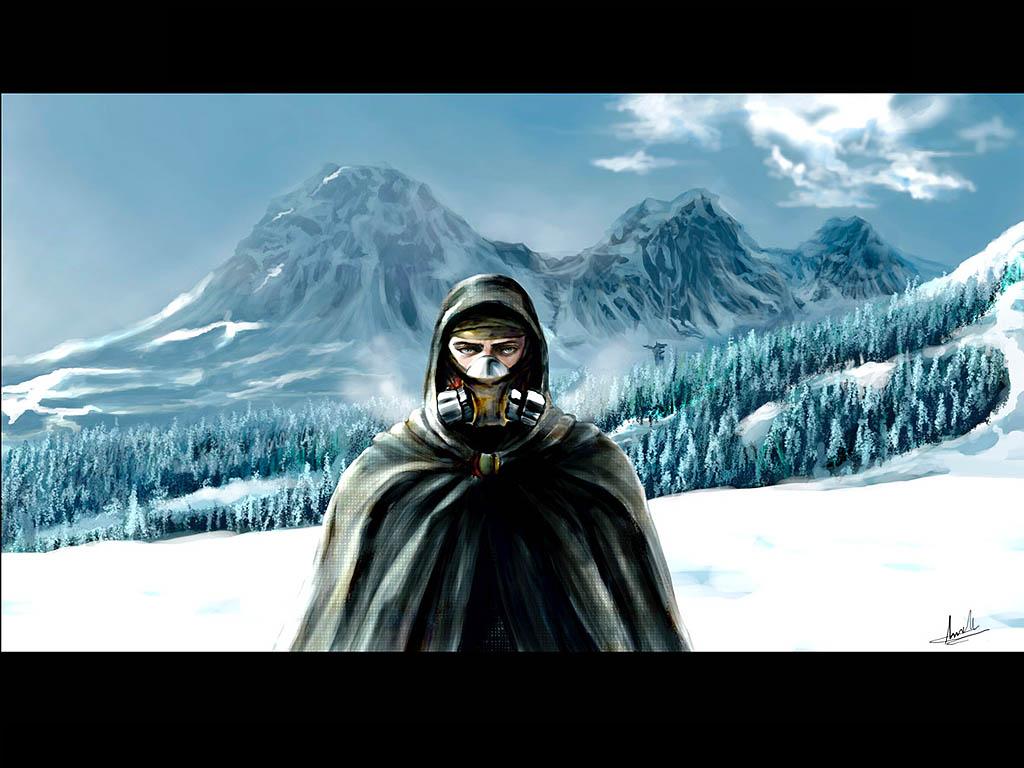 Laden Sie das Winter, Männer, Schnee, Berg, Wald, Krieger, Science Fiction-Bild kostenlos auf Ihren PC-Desktop herunter