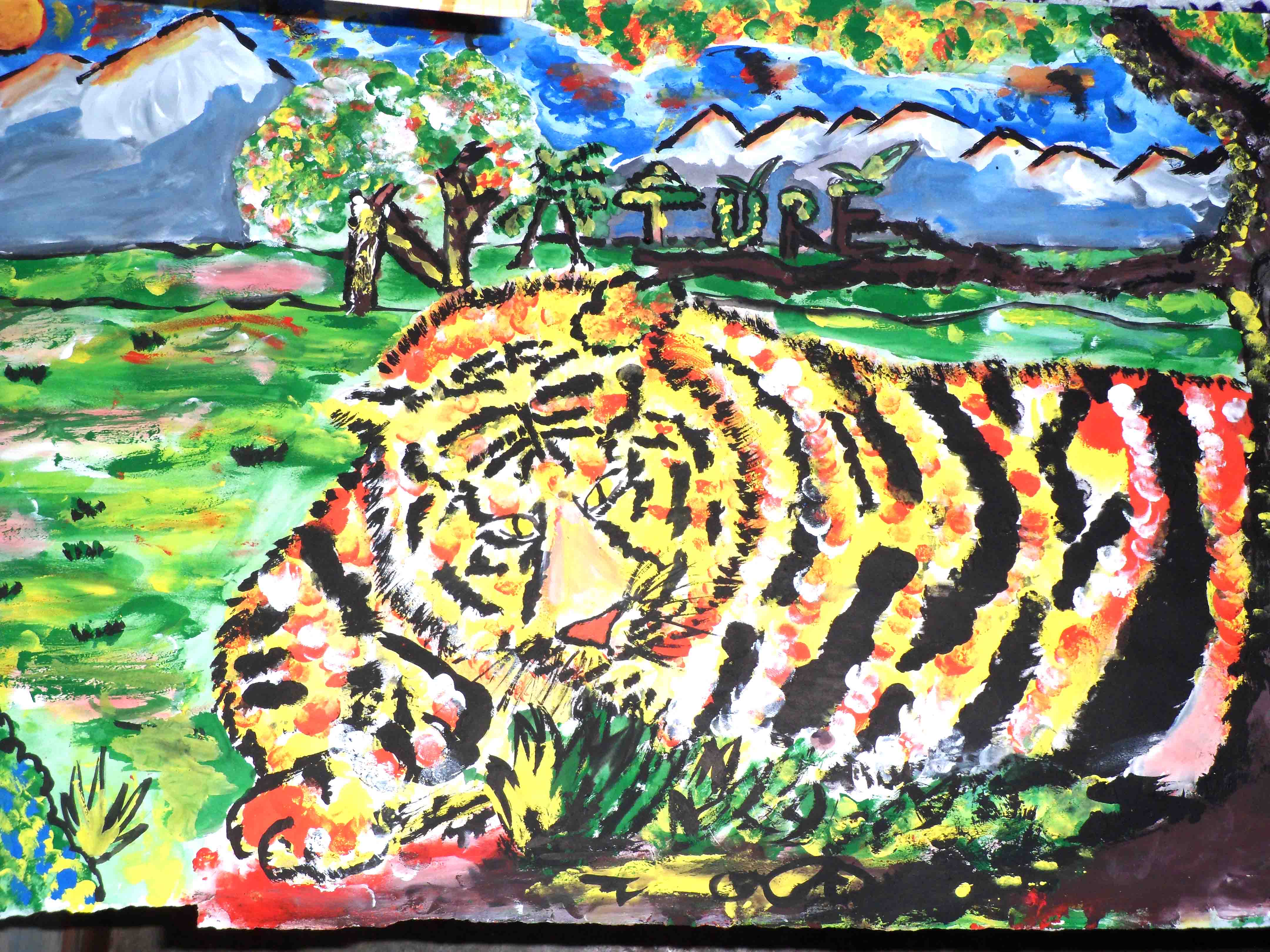 Free download wallpaper Fire, Colors, Tiger, Painting, Artistic on your PC desktop