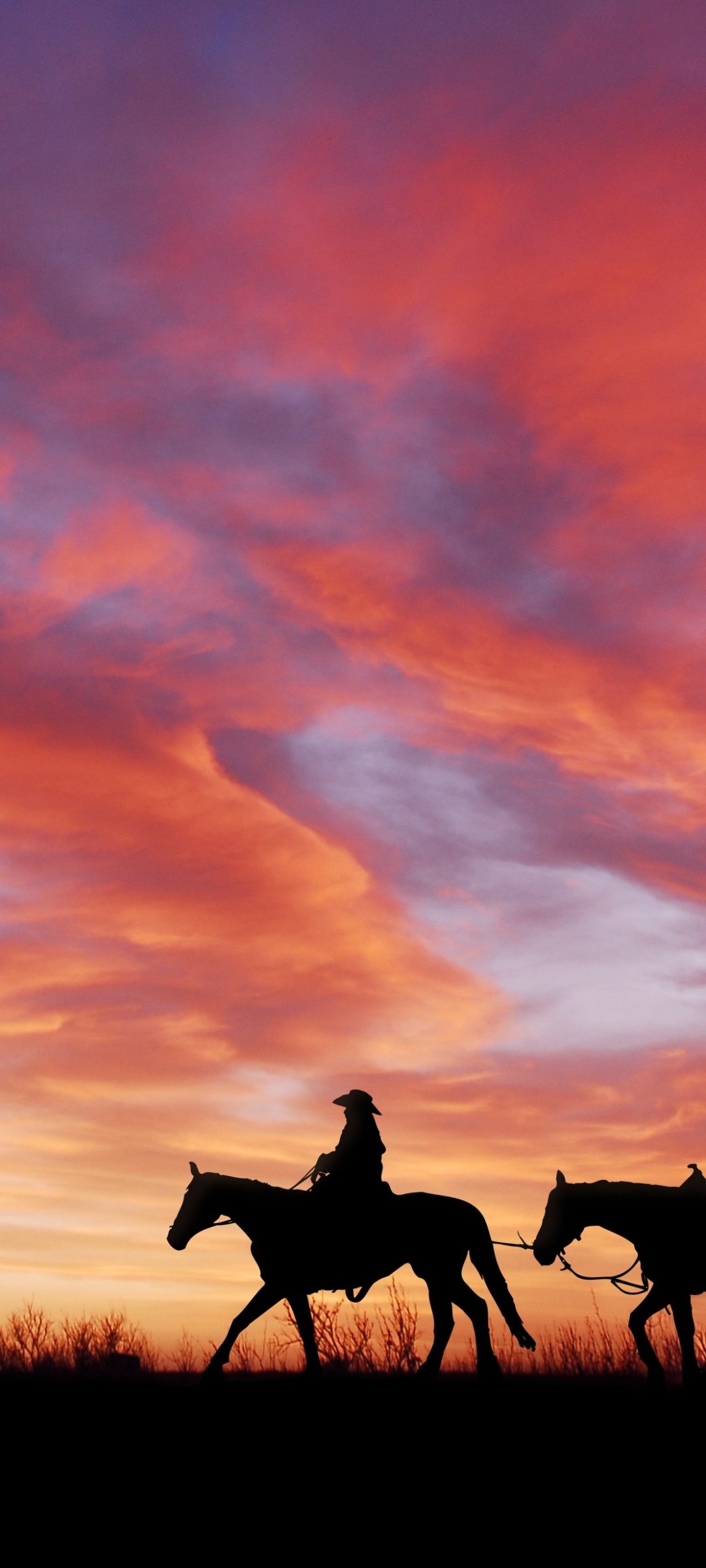 Download mobile wallpaper Sunset, Sky, Silhouette, Horse, Photography, Cowboy for free.