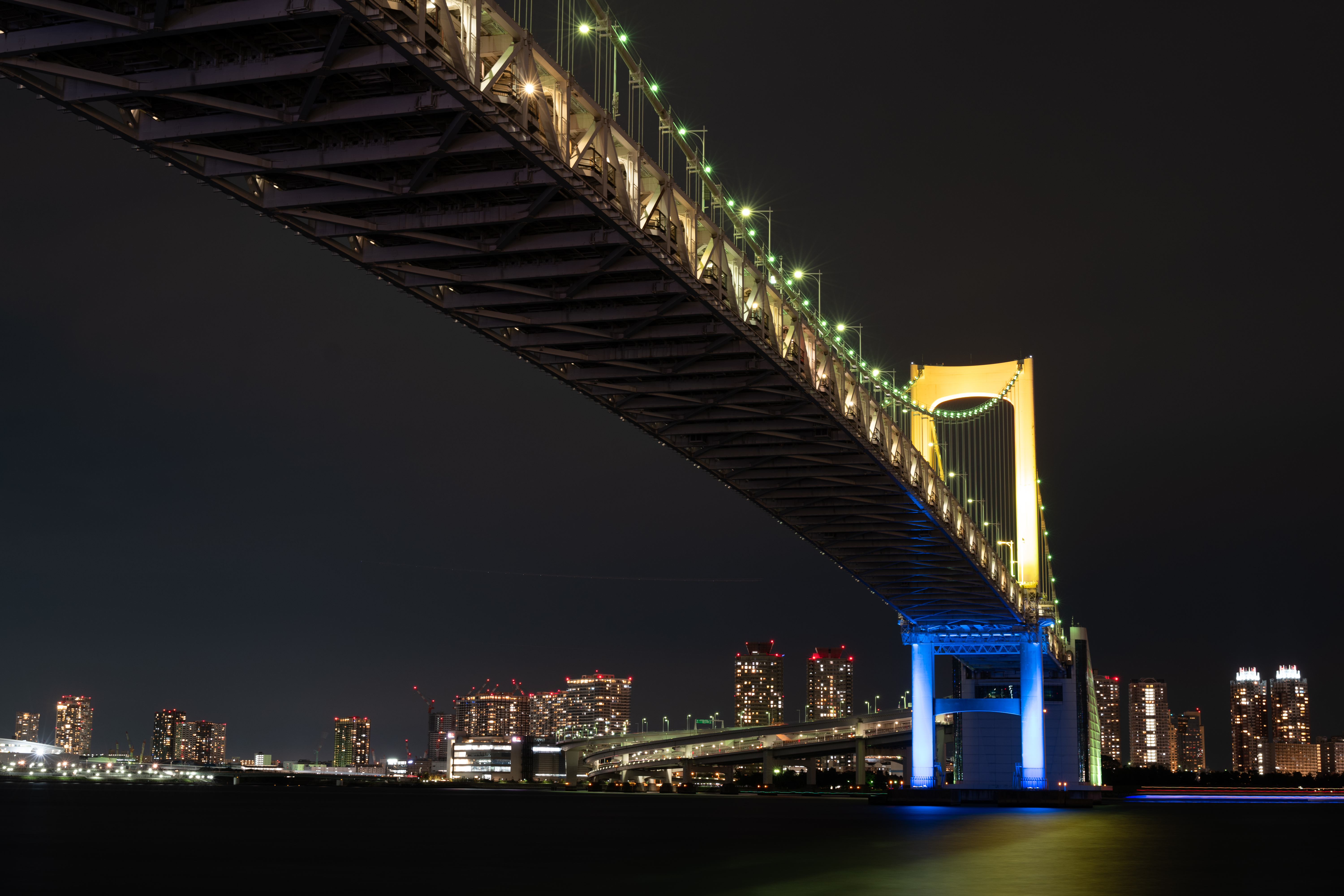 Download mobile wallpaper Cities, Bridge, Illumination, City Lights, Backlight, Night City, Tokyo for free.