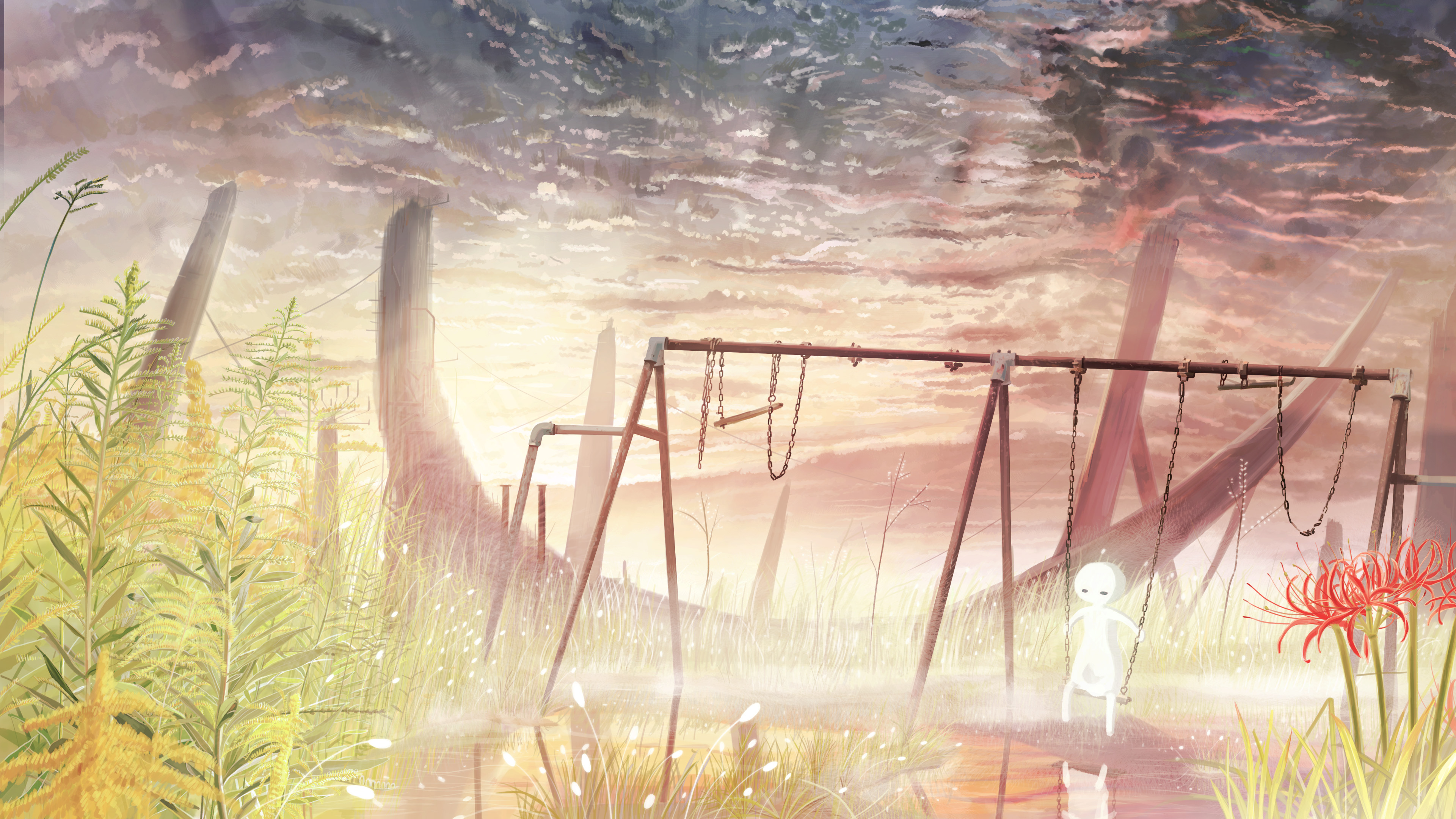 Baixe gratuitamente a imagem Anime, Natureza, Sol, Nuvem, Original na área de trabalho do seu PC