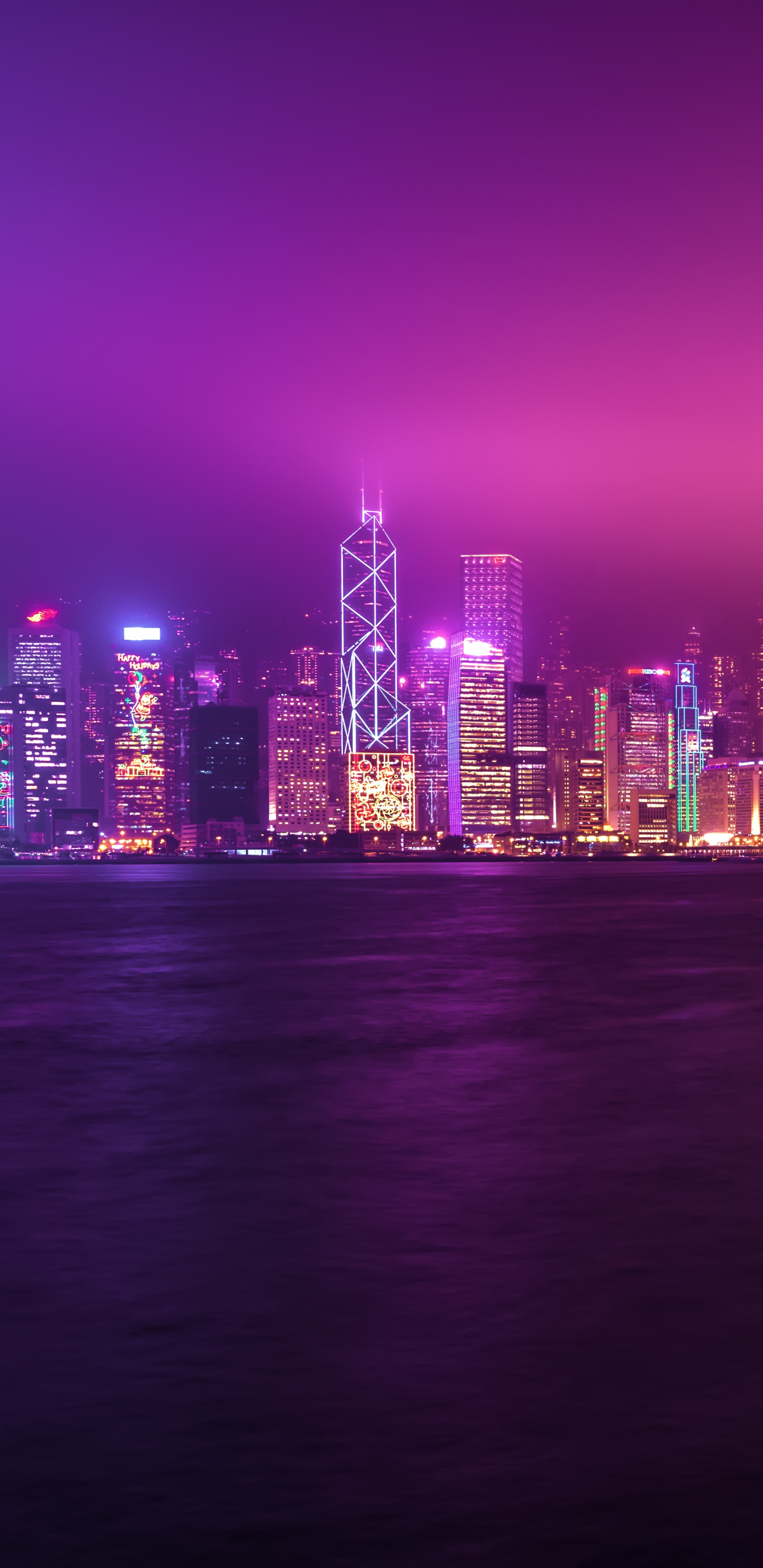 Скачать картинку Города, Ночь, Горизонт, Китай, Гонконг, Сделано Человеком, Кита́й в телефон бесплатно.