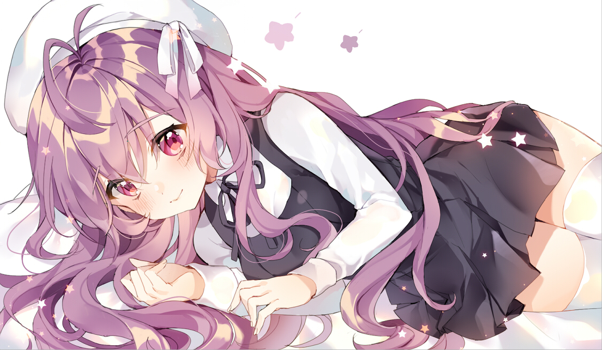 Free download wallpaper Anime, Original, Pink Hair, School Uniform, Long Hair, Pink Eyes on your PC desktop