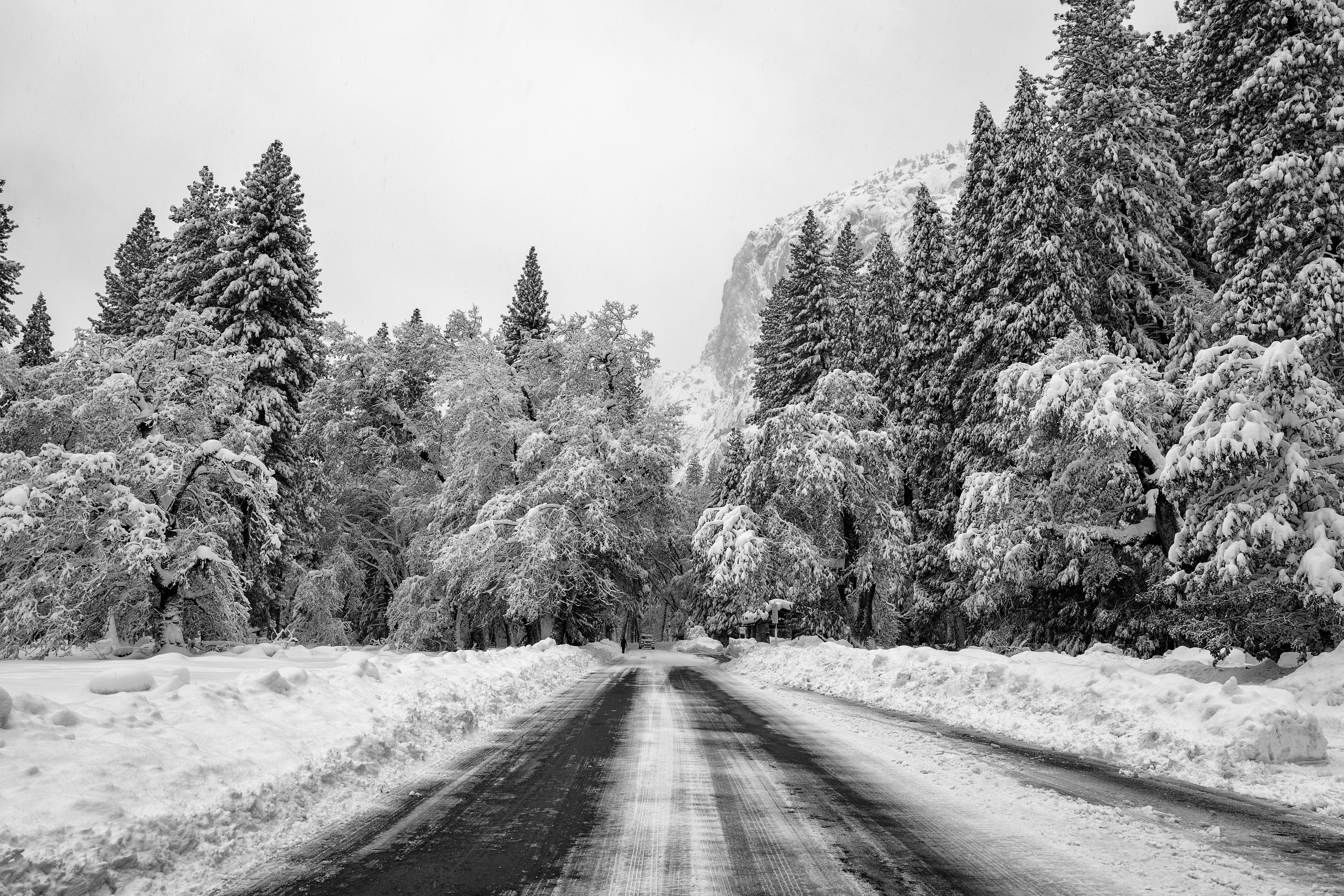 PCデスクトップに冬, 雪, 道, 谷, 自然, 道路, 山画像を無料でダウンロード