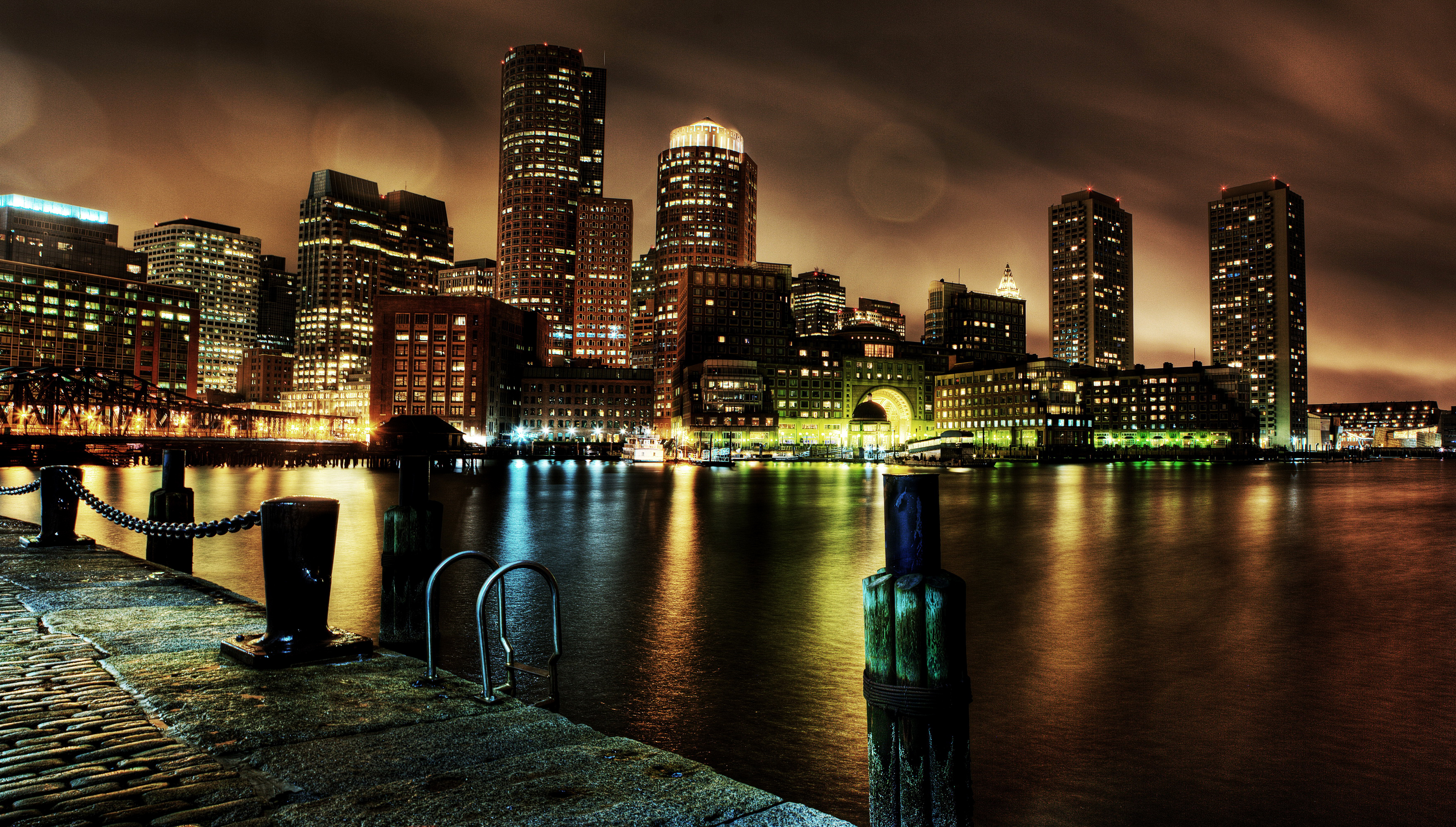 無料モバイル壁紙都市, 街, 超高層ビル, 建物, 光, ボストン, 夜, アメリカ合衆国, マンメイドをダウンロードします。