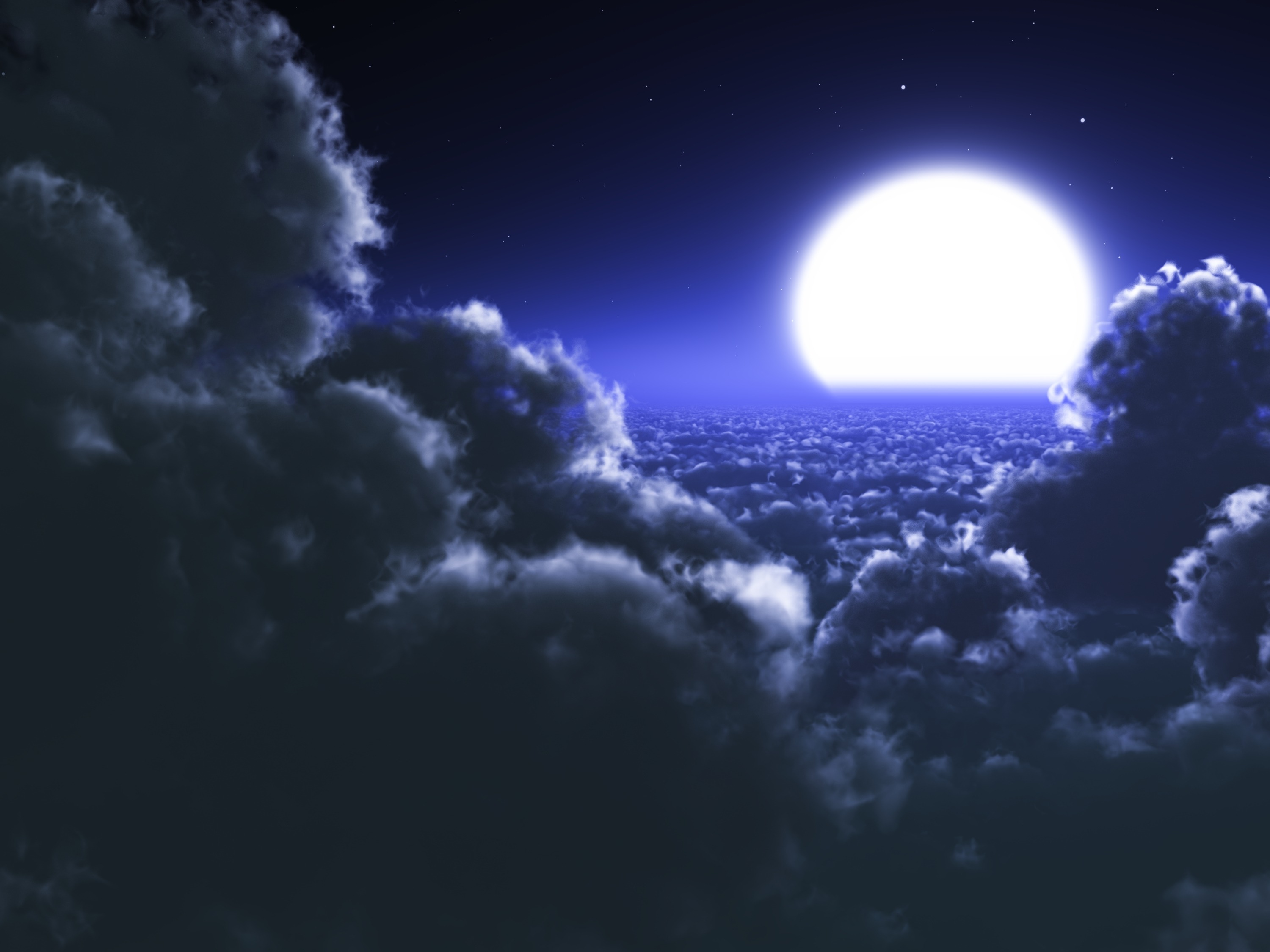 Download mobile wallpaper Clouds, Sky, Stars, Nature, Night, Moon for free.