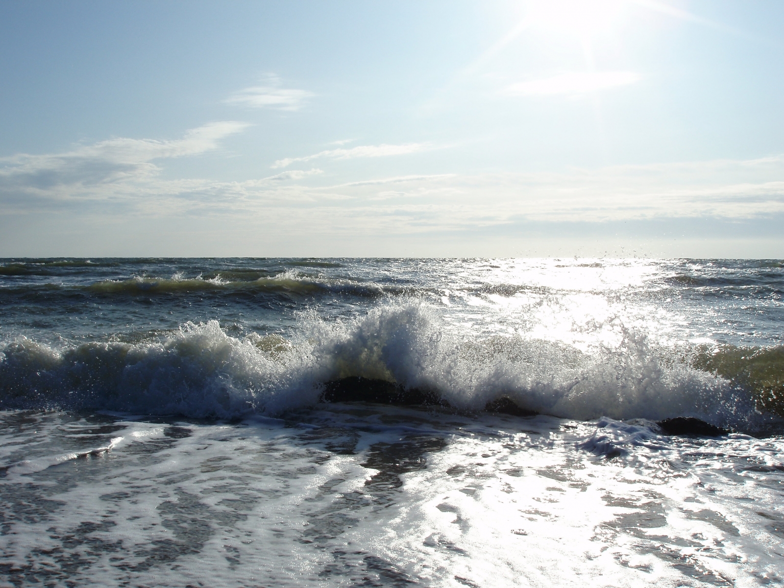 Free download wallpaper Water, Sun, Landscape, Sea, Waves on your PC desktop
