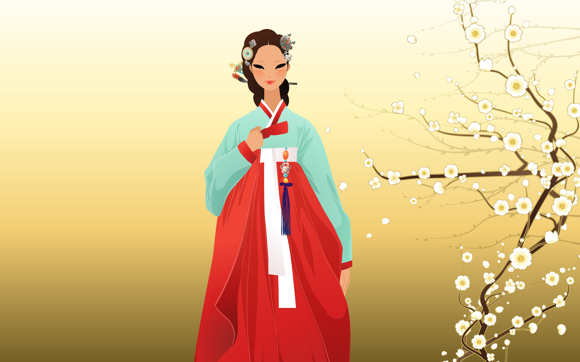 Download mobile wallpaper Artistic, Women, Korea, Traditional Costume for free.