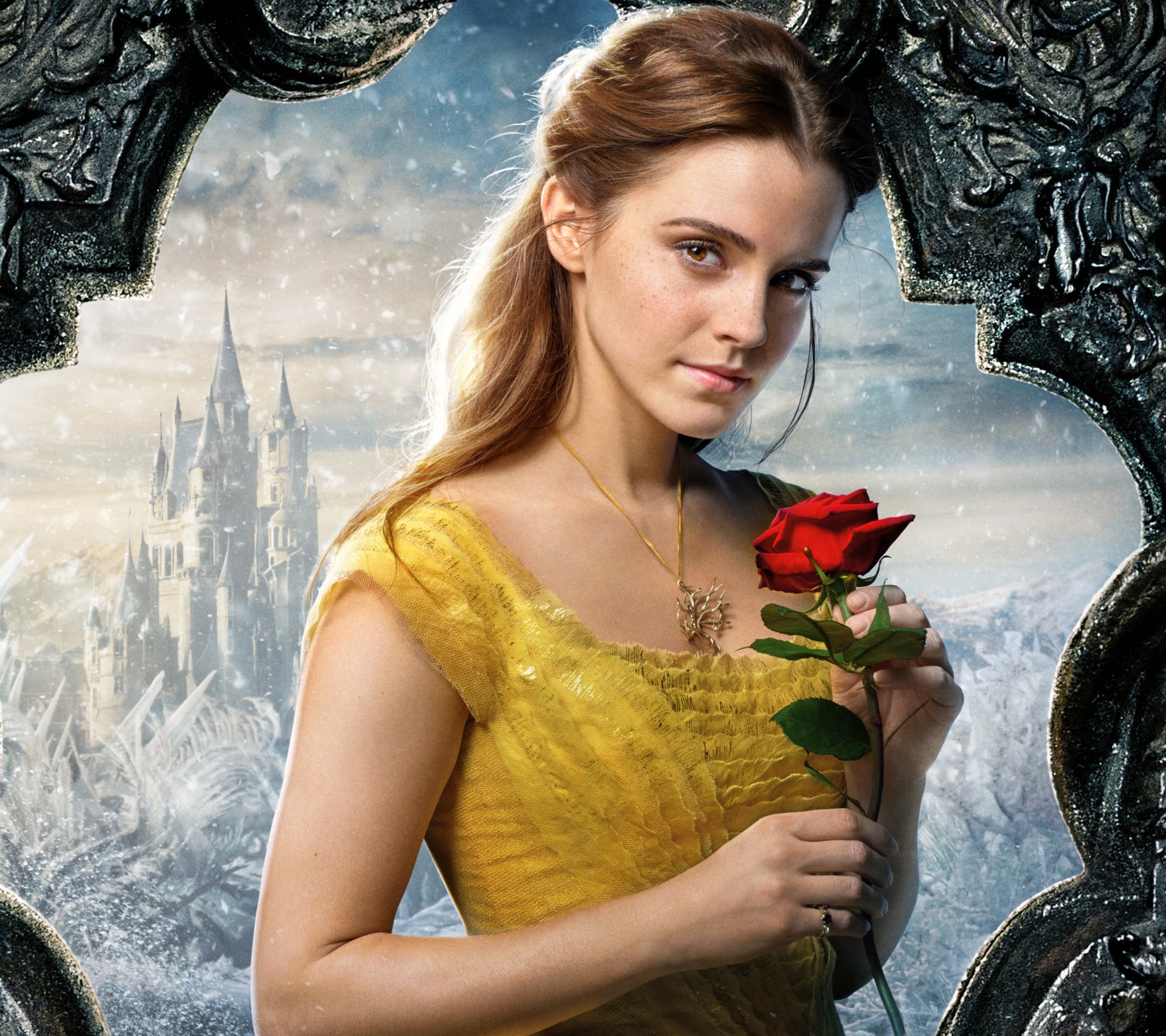 Download mobile wallpaper Emma Watson, Rose, Movie, Beauty And The Beast (2017) for free.