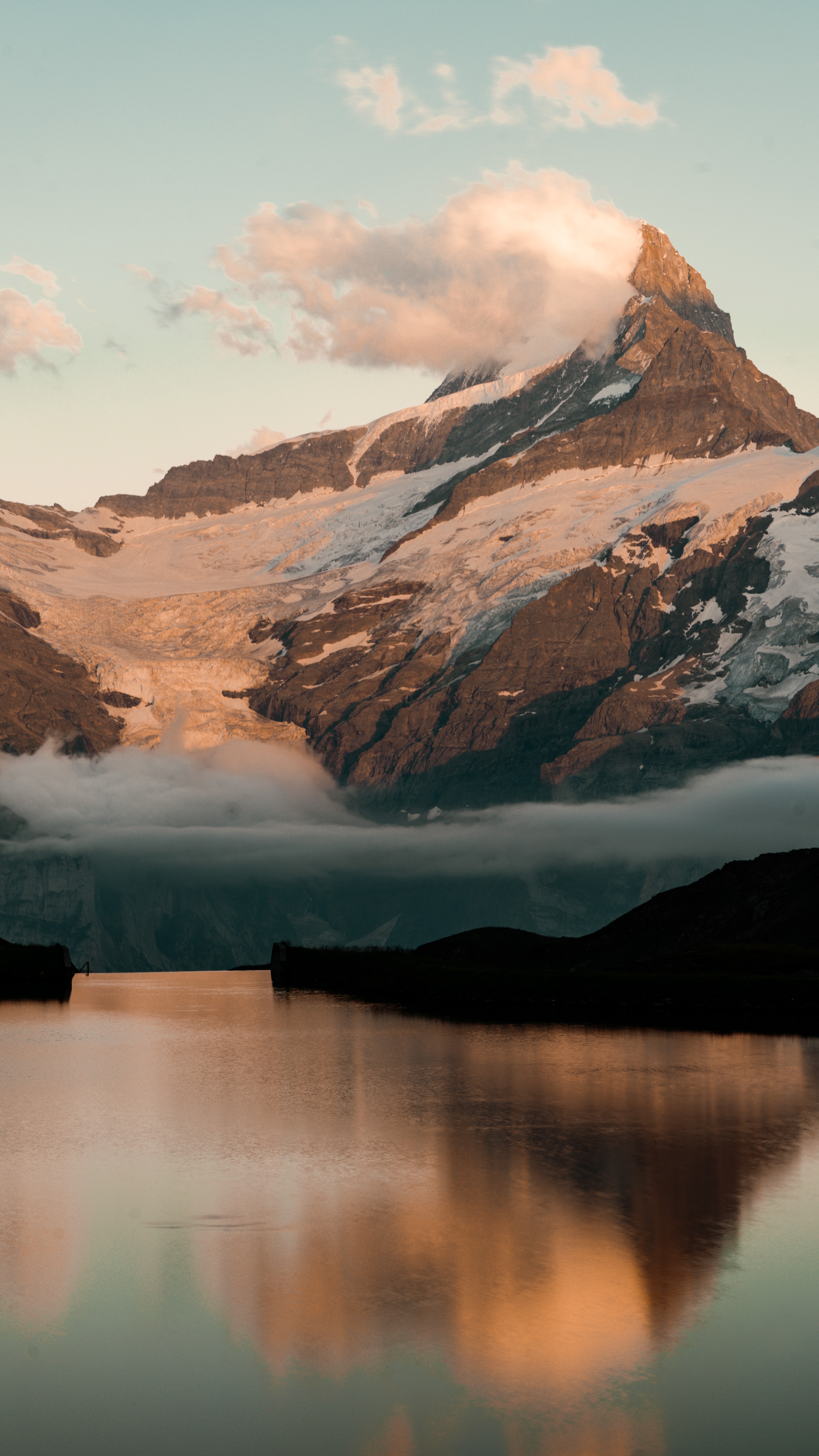 Descarga gratuita de fondo de pantalla para móvil de Las Rocas, Nevado, Montañas, Nubes, Rocas, Naturaleza, Lago, Cubierto De Nieve.