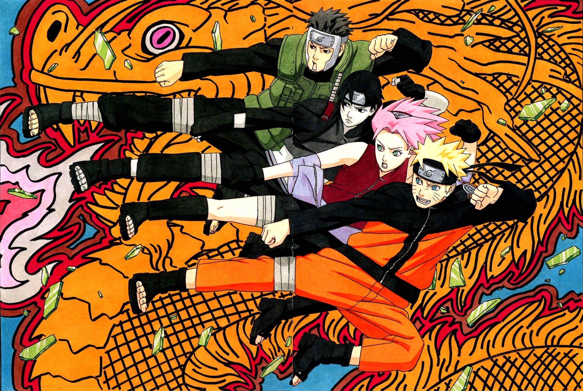 Download mobile wallpaper Anime, Naruto, Sakura Haruno, Naruto Uzumaki, Yamato (Naruto), Sai (Naruto) for free.