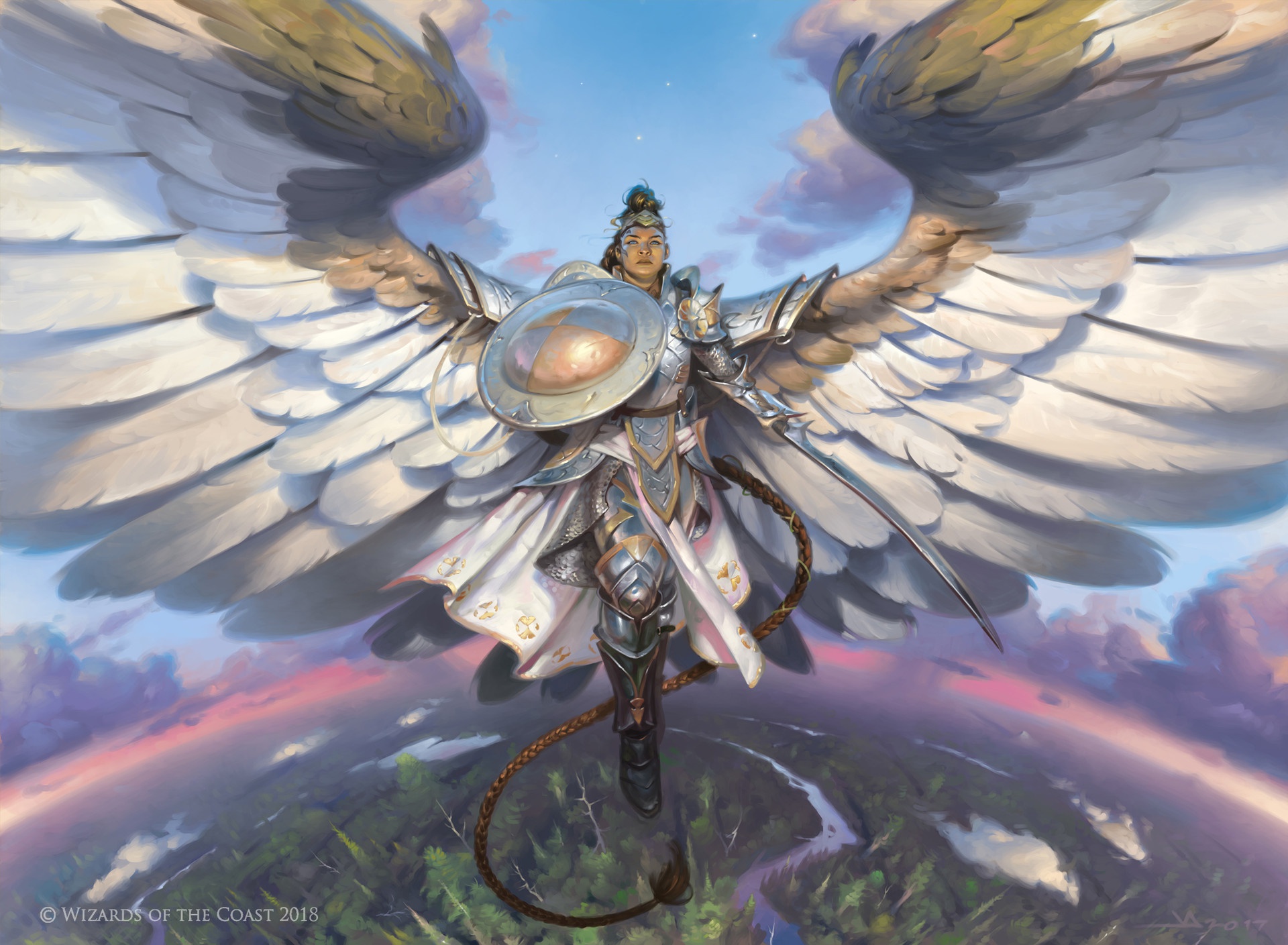 Free download wallpaper Shield, Wings, Game, Armor, Sword, Magic: The Gathering, Woman Warrior, Angel Warrior on your PC desktop