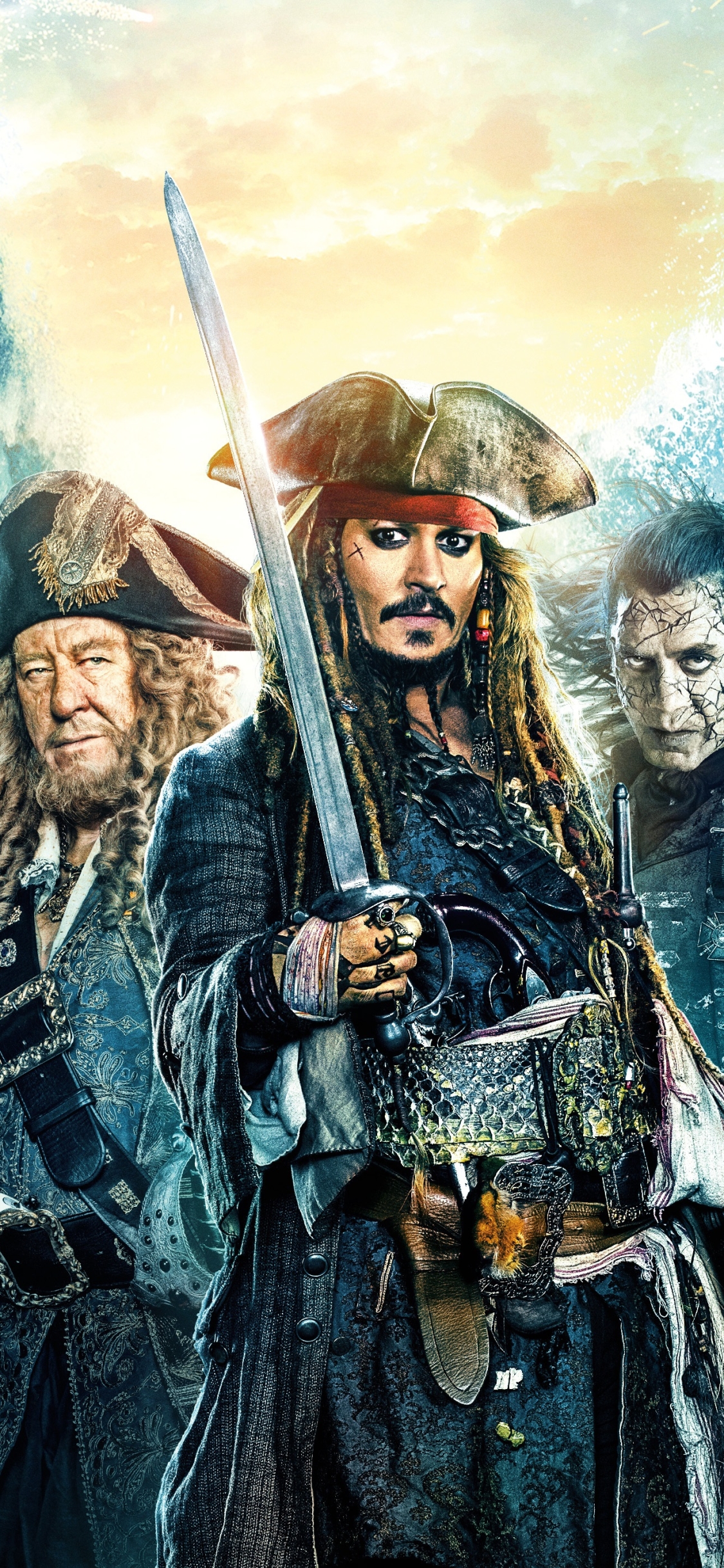 Download mobile wallpaper Johnny Depp, Movie, Geoffrey Rush, Hector Barbossa, Jack Sparrow, Javier Bardem, Pirates Of The Caribbean: Dead Men Tell No Tales, Captain Salazar for free.
