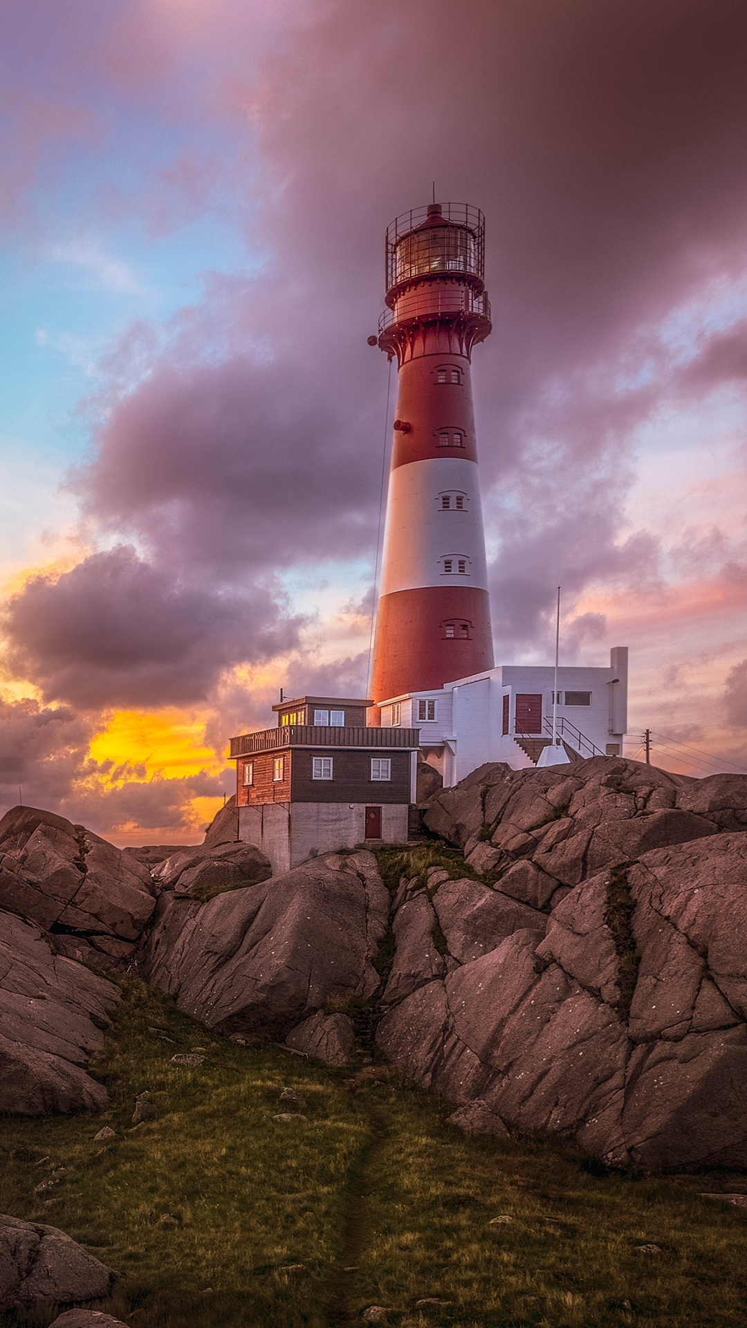 Download mobile wallpaper Sunrise, Lighthouse, Man Made for free.