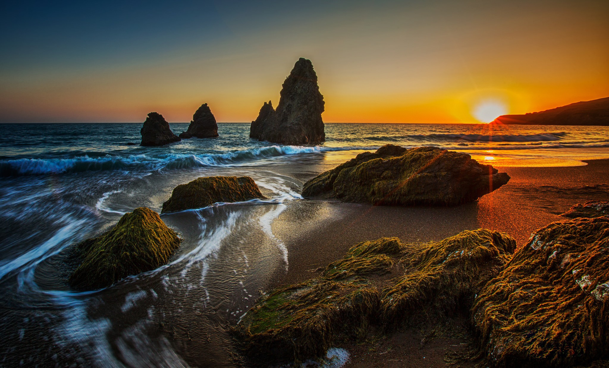 Descarga gratuita de fondo de pantalla para móvil de Naturaleza, Amanecer, Horizonte, Océano, Tierra/naturaleza.