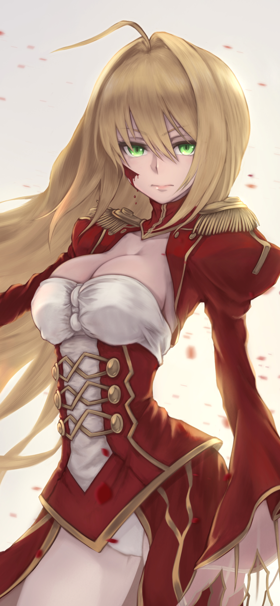 Download mobile wallpaper Anime, Weapon, Blonde, Petal, Sword, Green Eyes, Long Hair, Saber (Fate Series), Fate/extra, Nero Claudius, Fate Series for free.