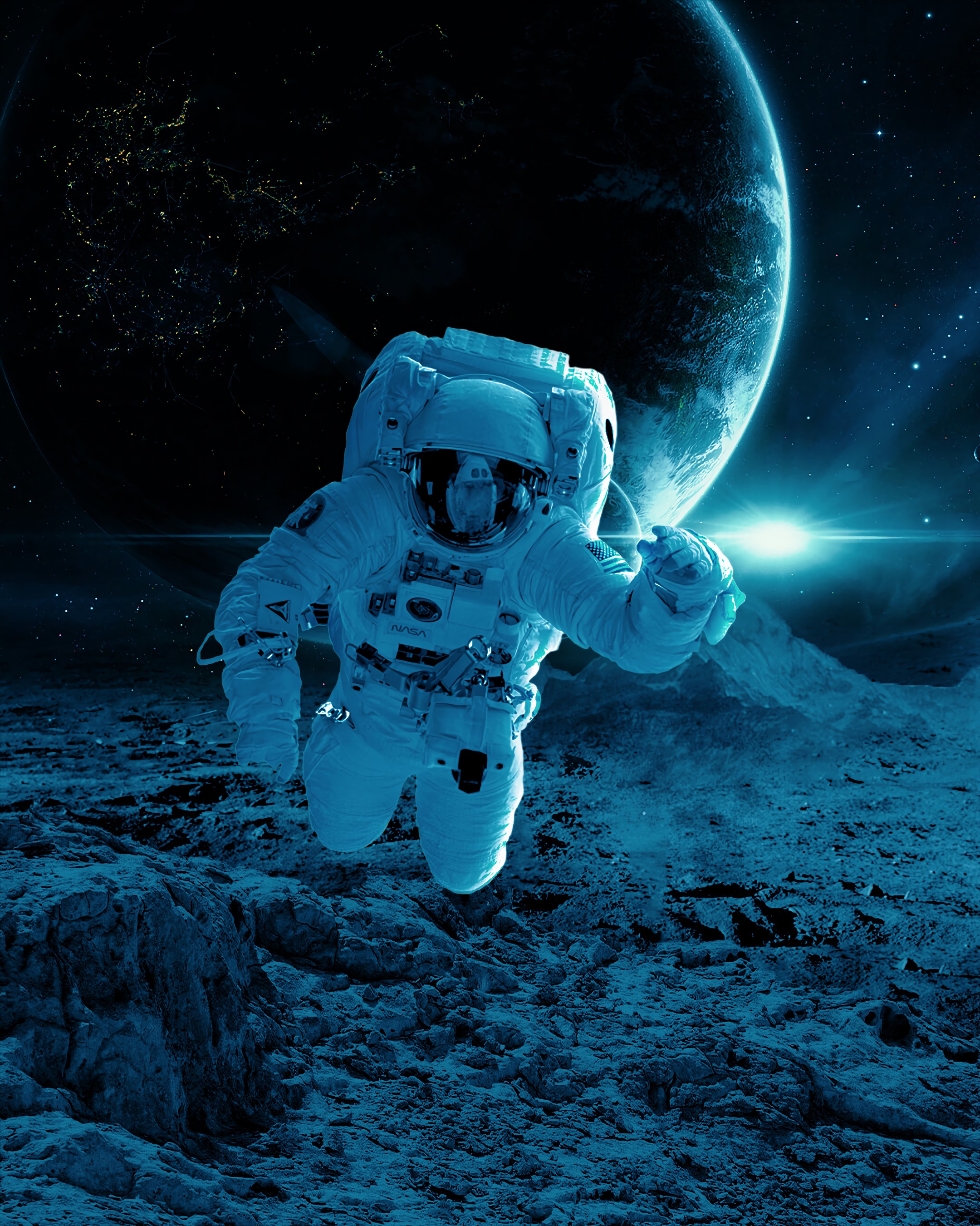 54915 Hintergrundbild herunterladen astronaut, universum, kosmonaut, kosmonauten, raumanzug - Bildschirmschoner und Bilder kostenlos