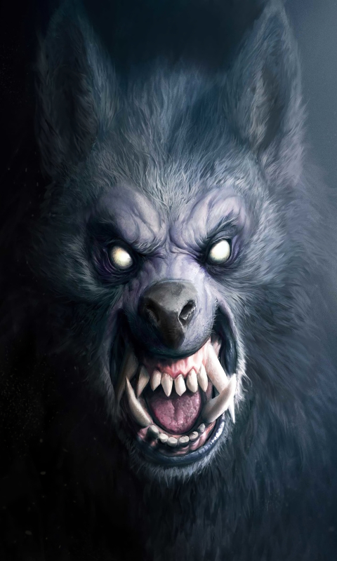 Download mobile wallpaper Dark, Face, Werewolf, Scary, Snarl for free.