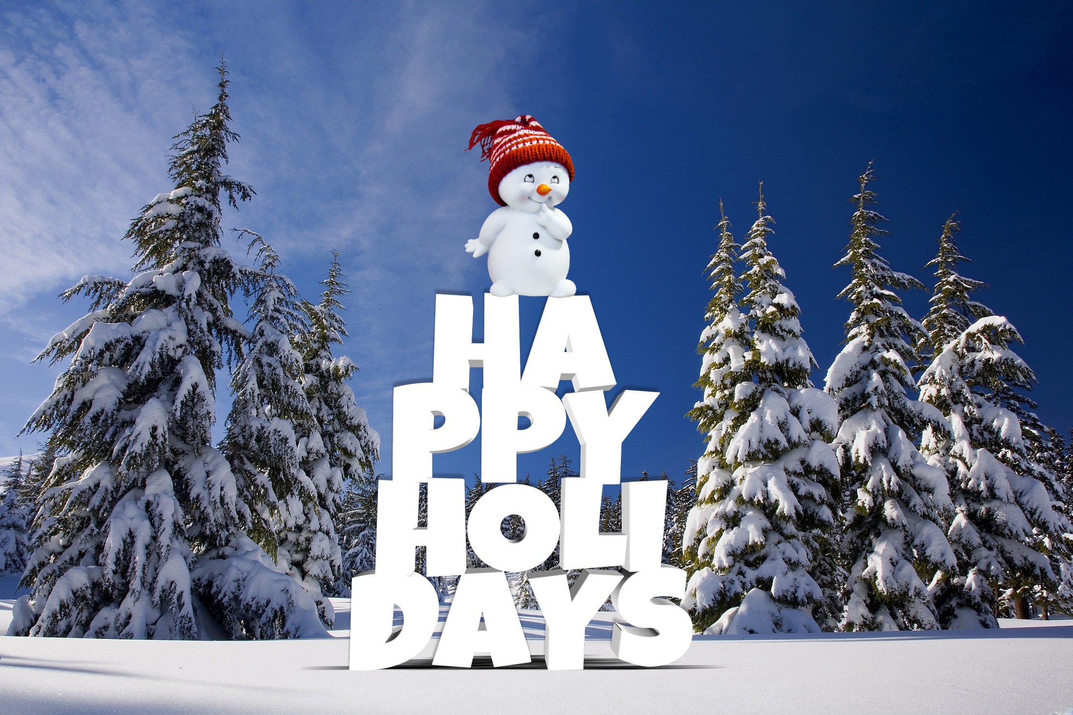 Download mobile wallpaper Winter, Snowman, Tree, Christmas, Holiday for free.