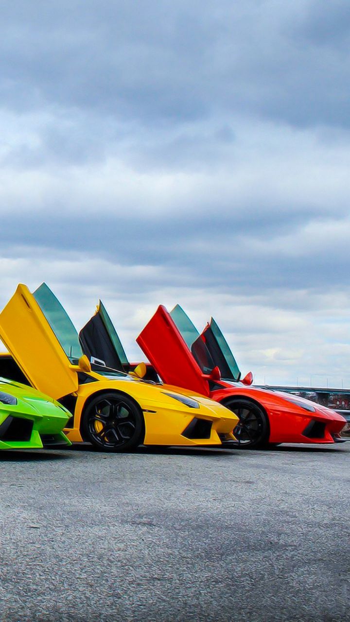 Download mobile wallpaper Lamborghini, Supercar, Lamborghini Aventador, Vehicles, Yellow Car for free.