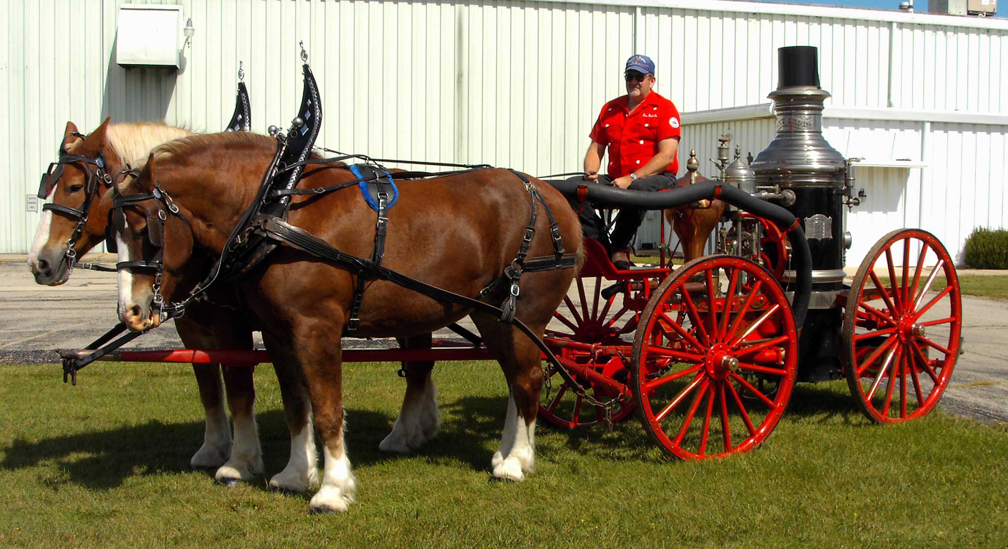 vehicles, horse drawn vehicle, fire engine
