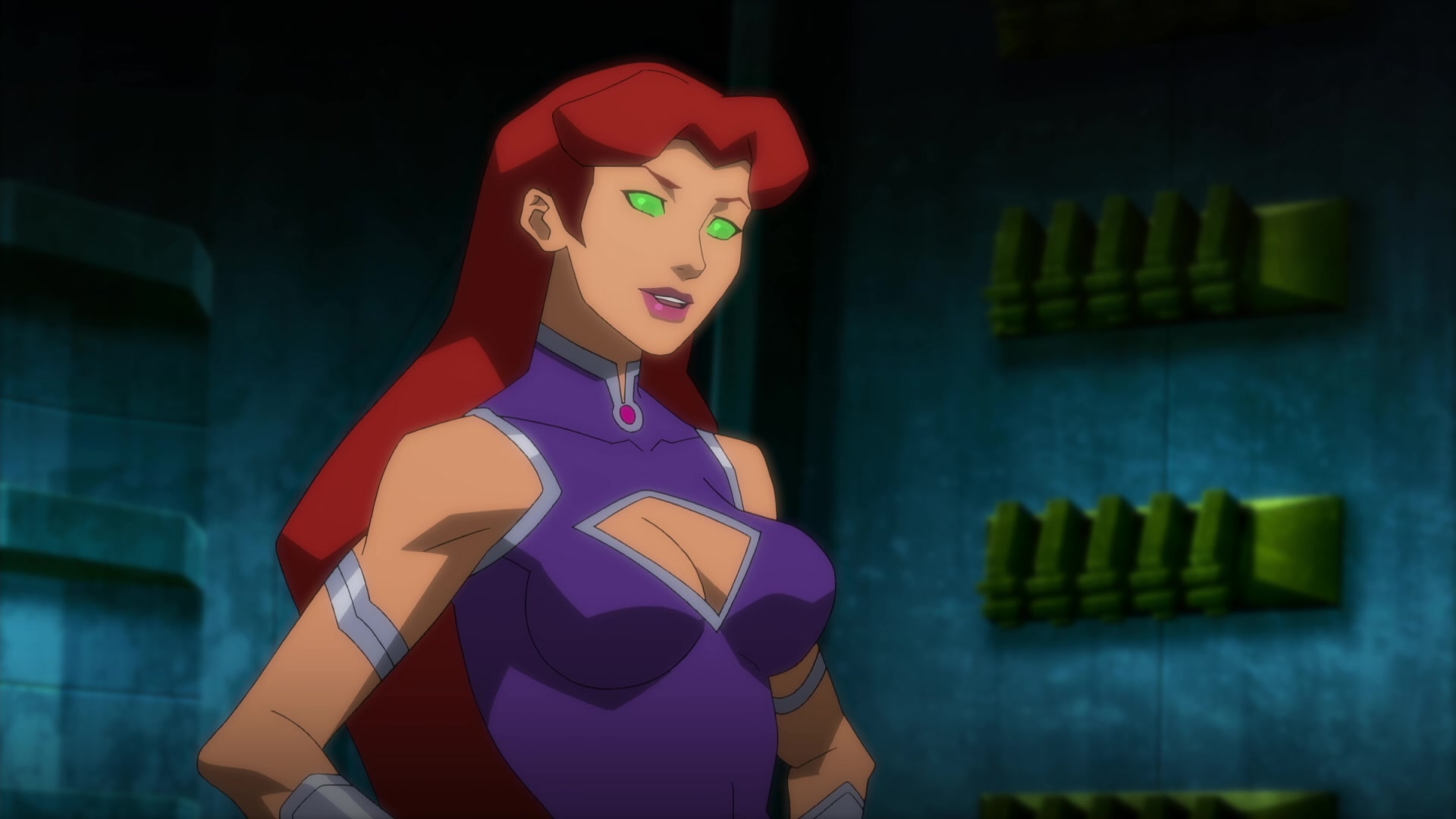 Free download wallpaper Green Eyes, Movie, Red Hair, Starfire (Dc Comics), Justice League Vs Teen Titans on your PC desktop