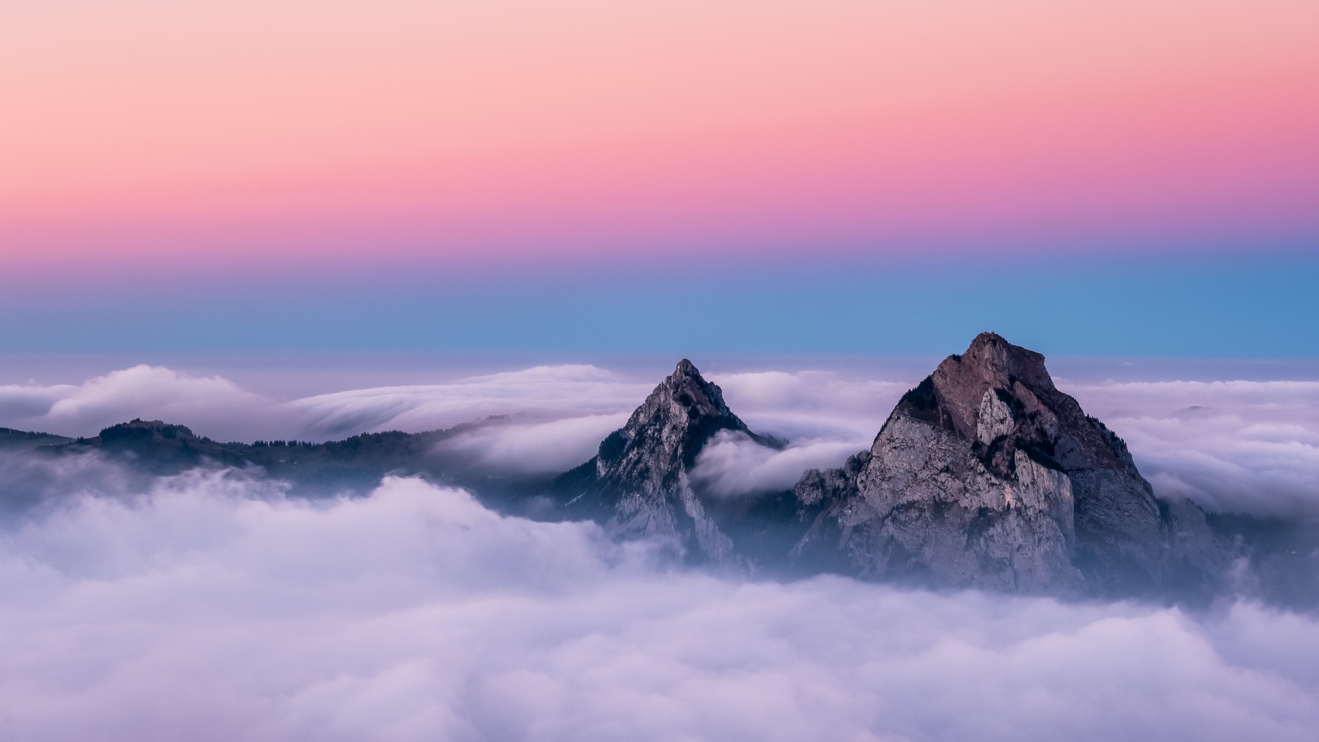 Download mobile wallpaper Sunset, Mountains, Horizon, Mountain, Peak, Earth, Switzerland, Cloud for free.