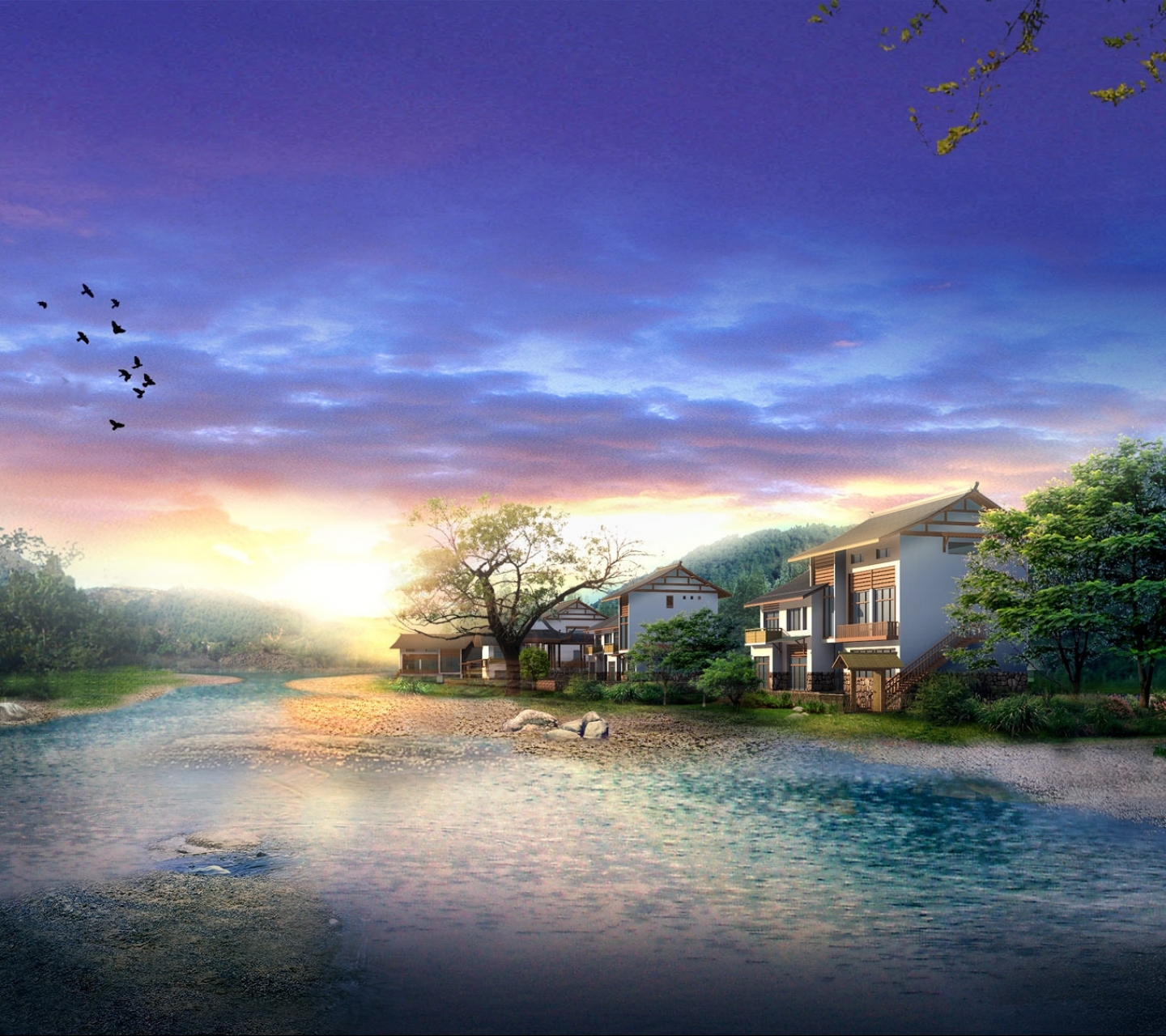 Free download wallpaper Artistic, River on your PC desktop