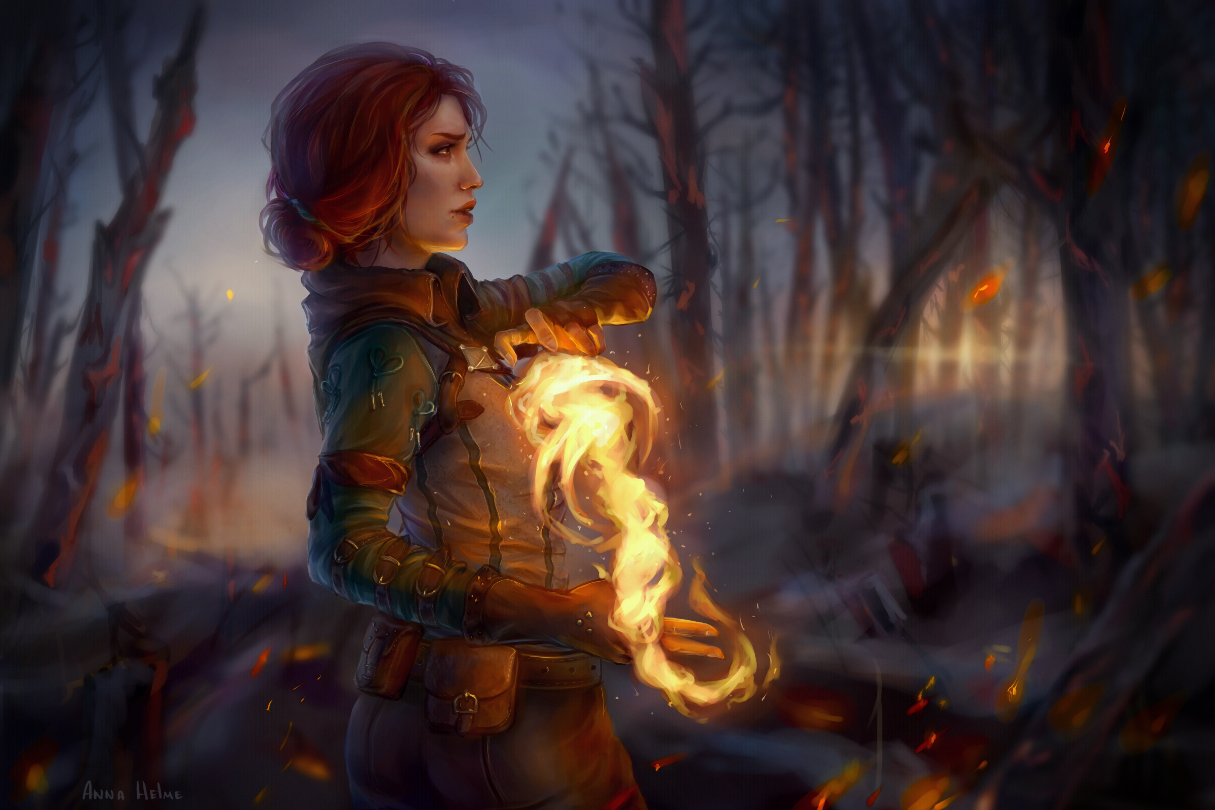 Laden Sie das Magisch, Hexe, Computerspiele, Rote Haare, Der Hexer, The Witcher 2: Assassins Of Kings, Triss Merigold-Bild kostenlos auf Ihren PC-Desktop herunter
