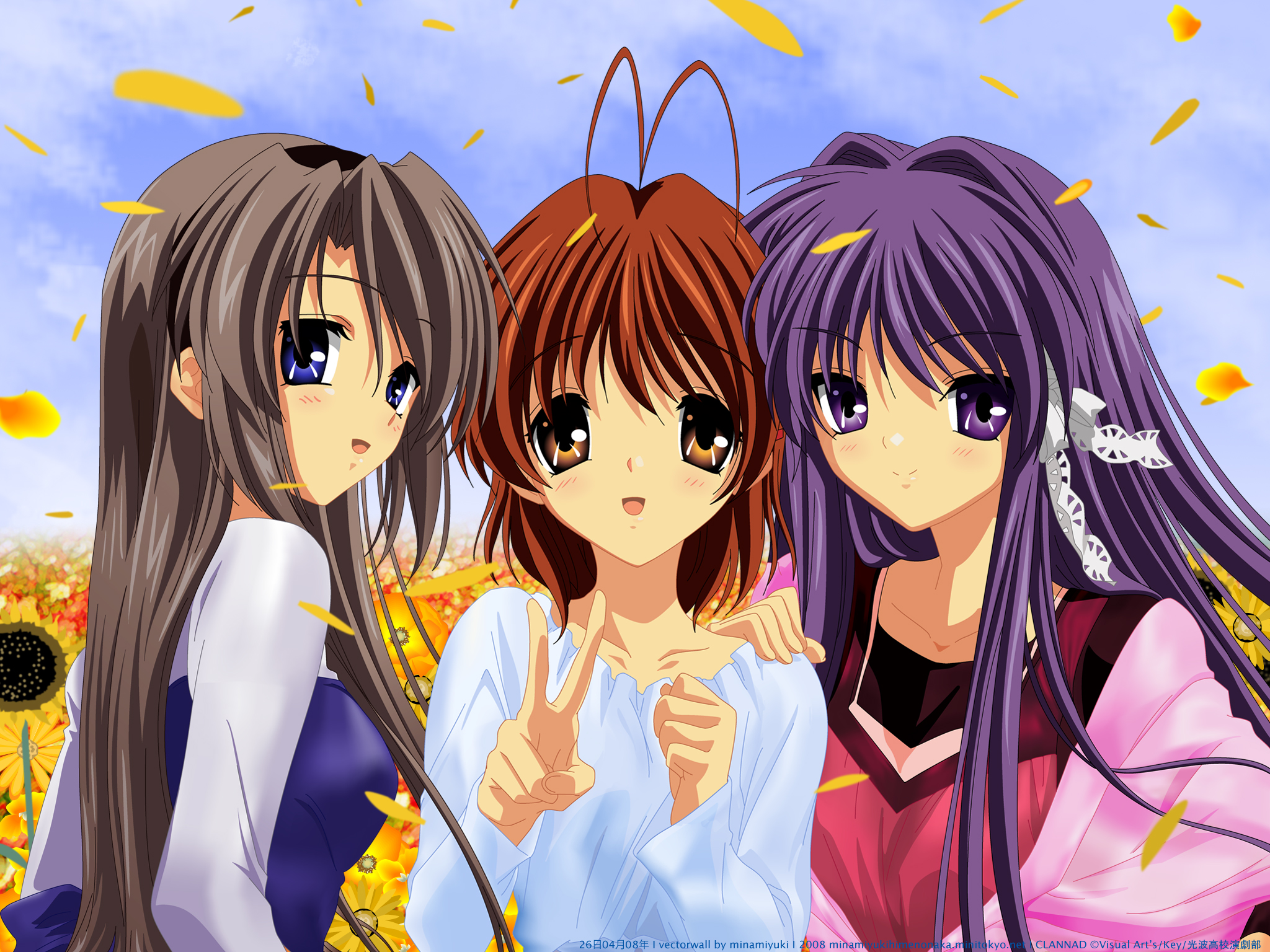 Handy-Wallpaper Animes, Kyou Fujibayashi, Clannad, Tomoyo Sakagami, Nagisa Furukawa kostenlos herunterladen.