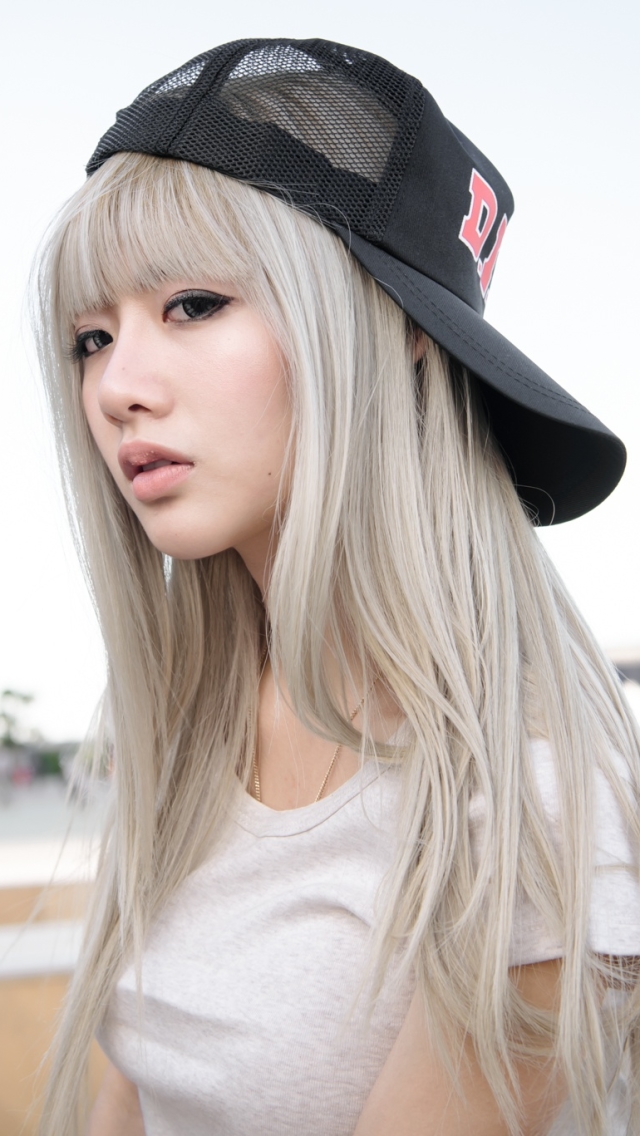 Download mobile wallpaper Cap, Blonde, Model, Women, Asian, Long Hair for free.