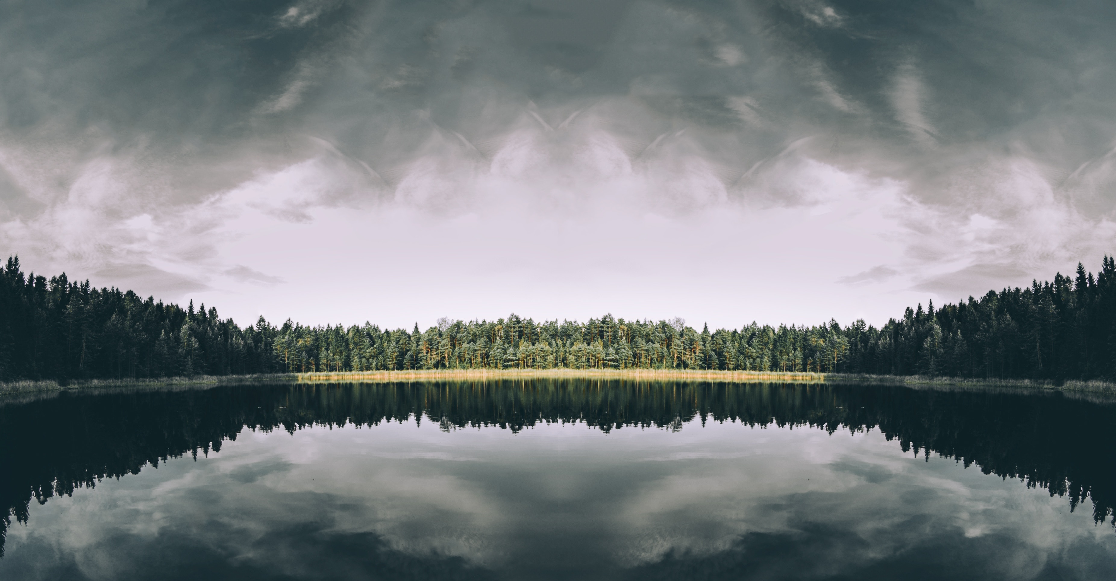 Download mobile wallpaper Reflection, Trees, Sky, Lake, Nature for free.