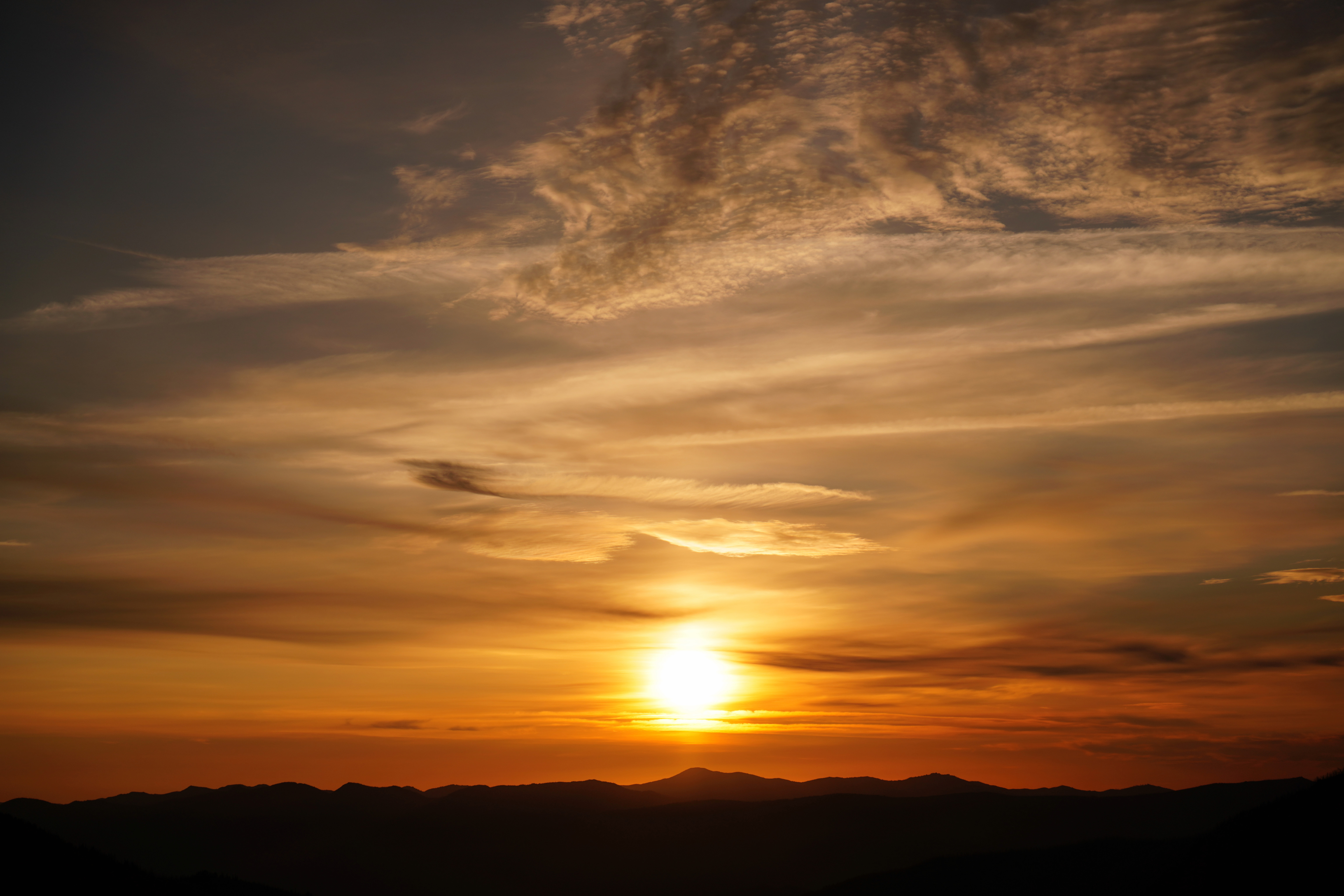 Free download wallpaper Sunset, Sky, Sun, Clouds, Hills, Nature on your PC desktop