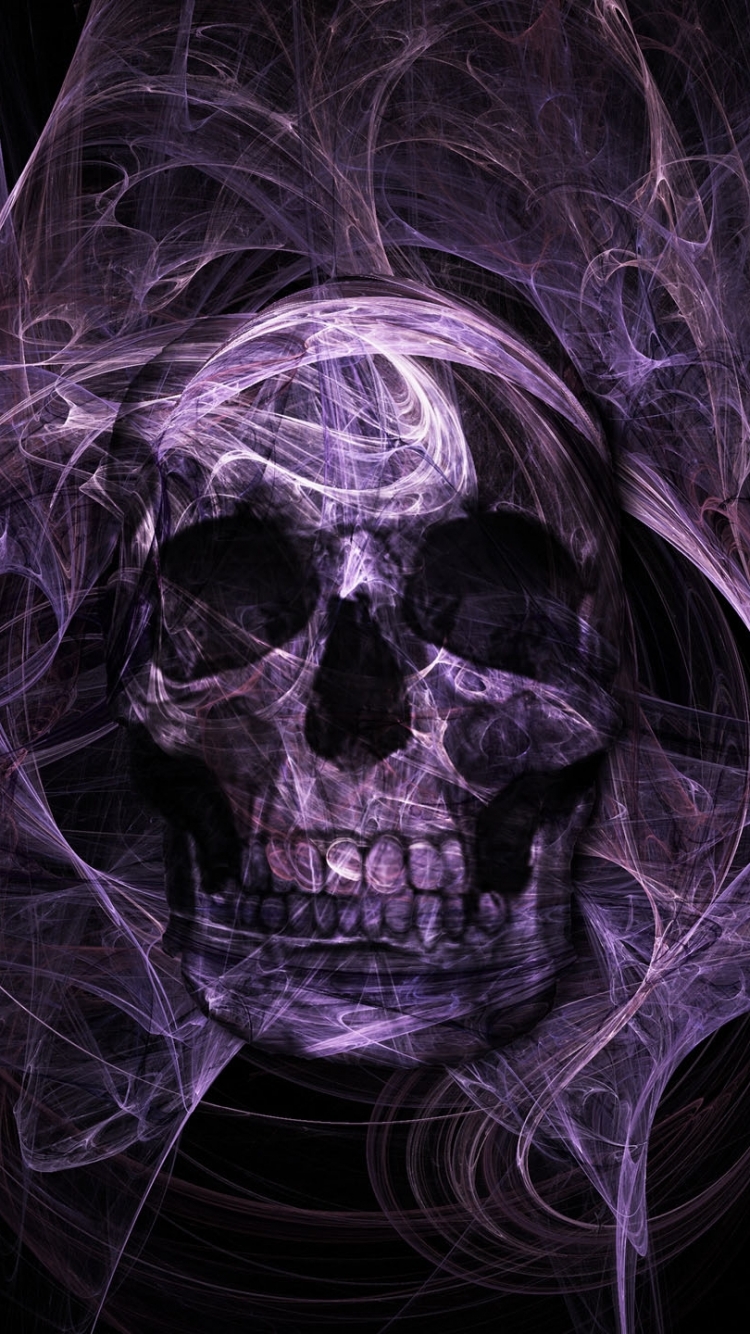 無料モバイル壁紙暗い, 紫の, 頭蓋骨をダウンロードします。