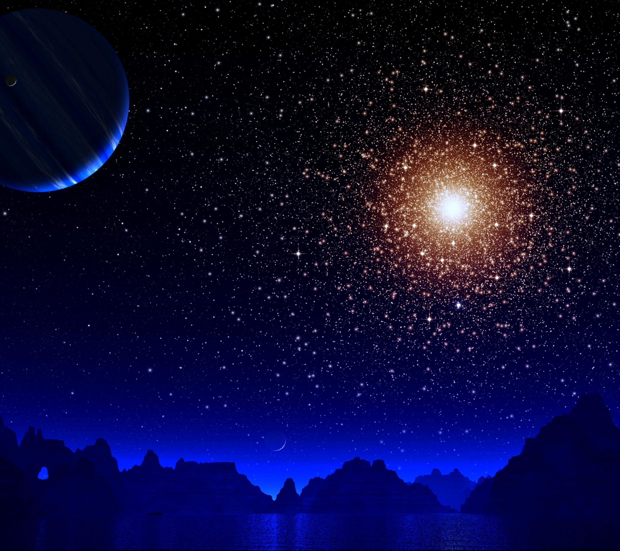 Descarga gratis la imagen Paisaje, Cielo, Estrellas, Noche, Espacio, Planeta, Ciencia Ficción en el escritorio de tu PC