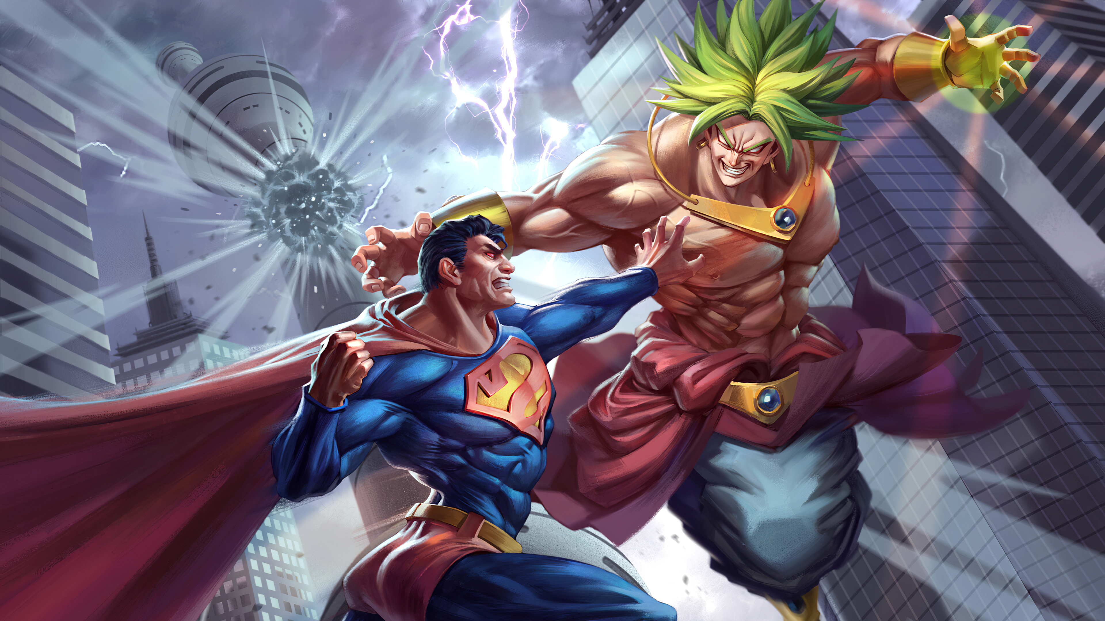 Download mobile wallpaper Anime, Superman, Crossover, Dc Comics, Broly (Dragon Ball) for free.