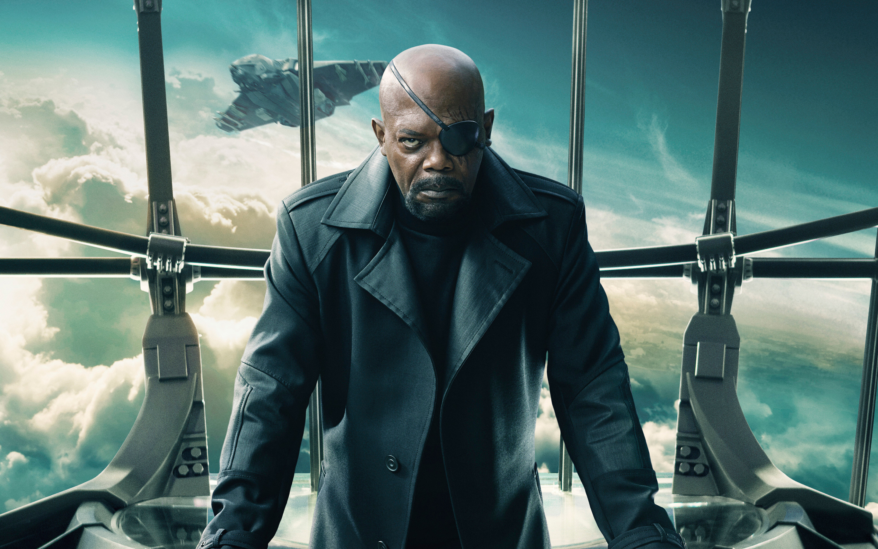 Download mobile wallpaper Captain America: The Winter Soldier, Samuel L Jackson, Nick Fury, Captain America, Eye Patch, Movie for free.