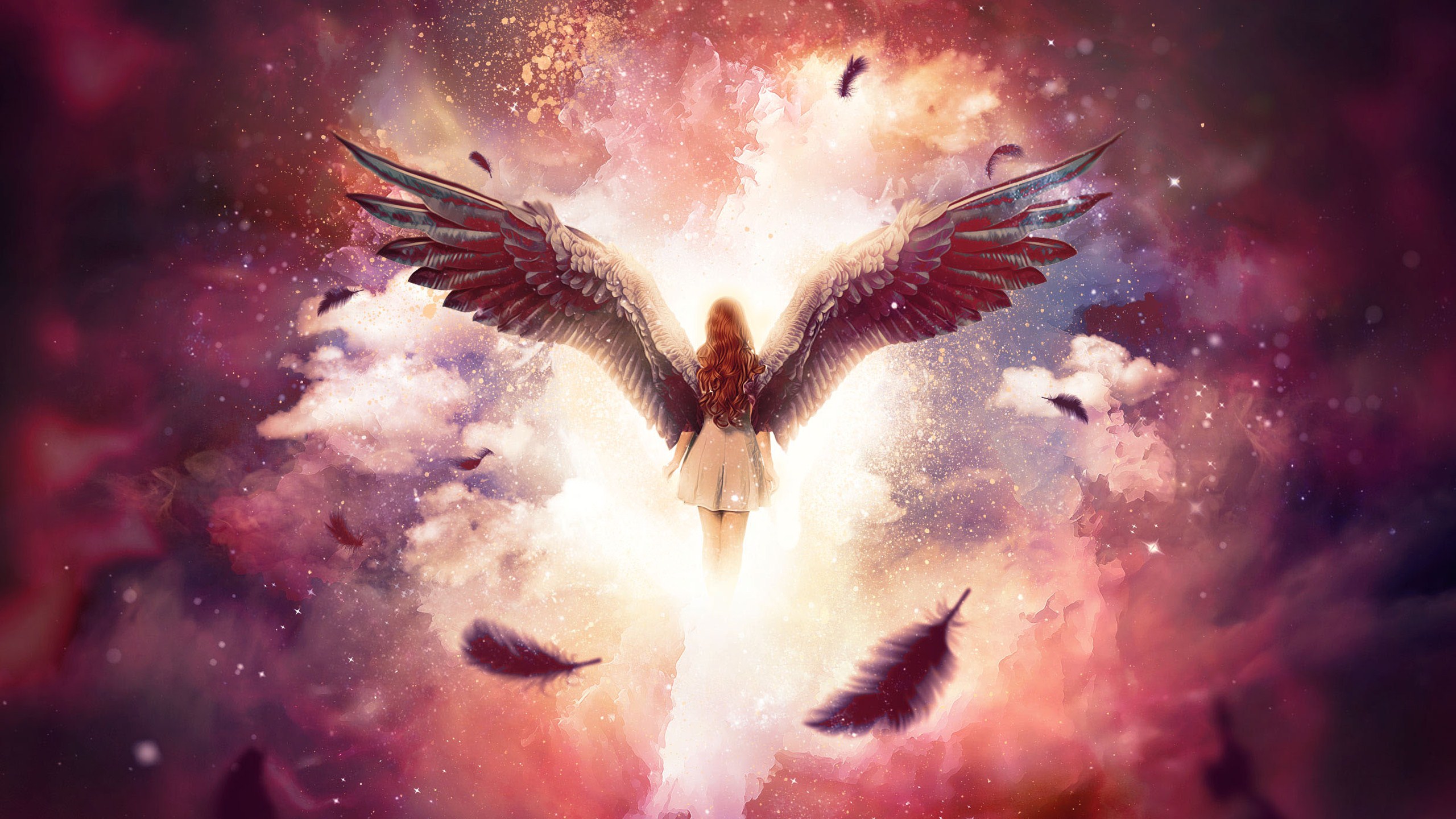 Скачать обои бесплатно Фэнтези, Облака, Крылья, Ангел картинка на рабочий стол ПК