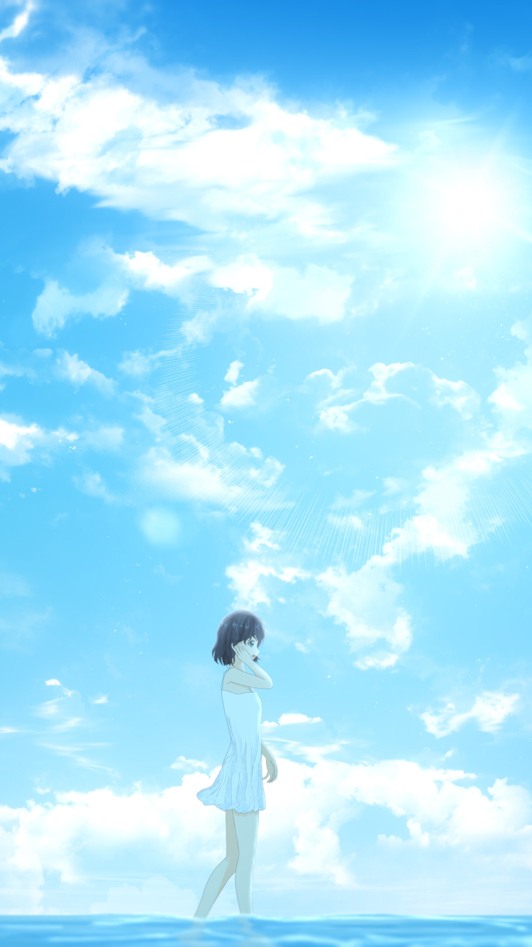 Download mobile wallpaper Anime, Sky, Summer, Cloud, Original, Short Hair for free.