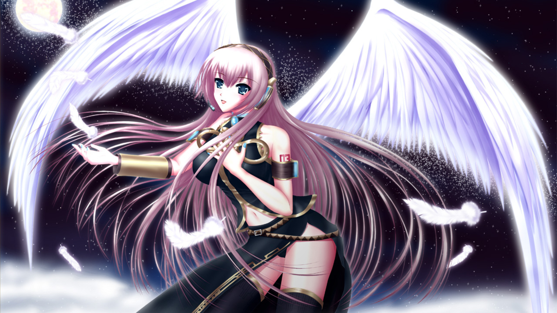 Laden Sie das Engel, Mond, Vocaloid, Animes, Lukas Megurin-Bild kostenlos auf Ihren PC-Desktop herunter