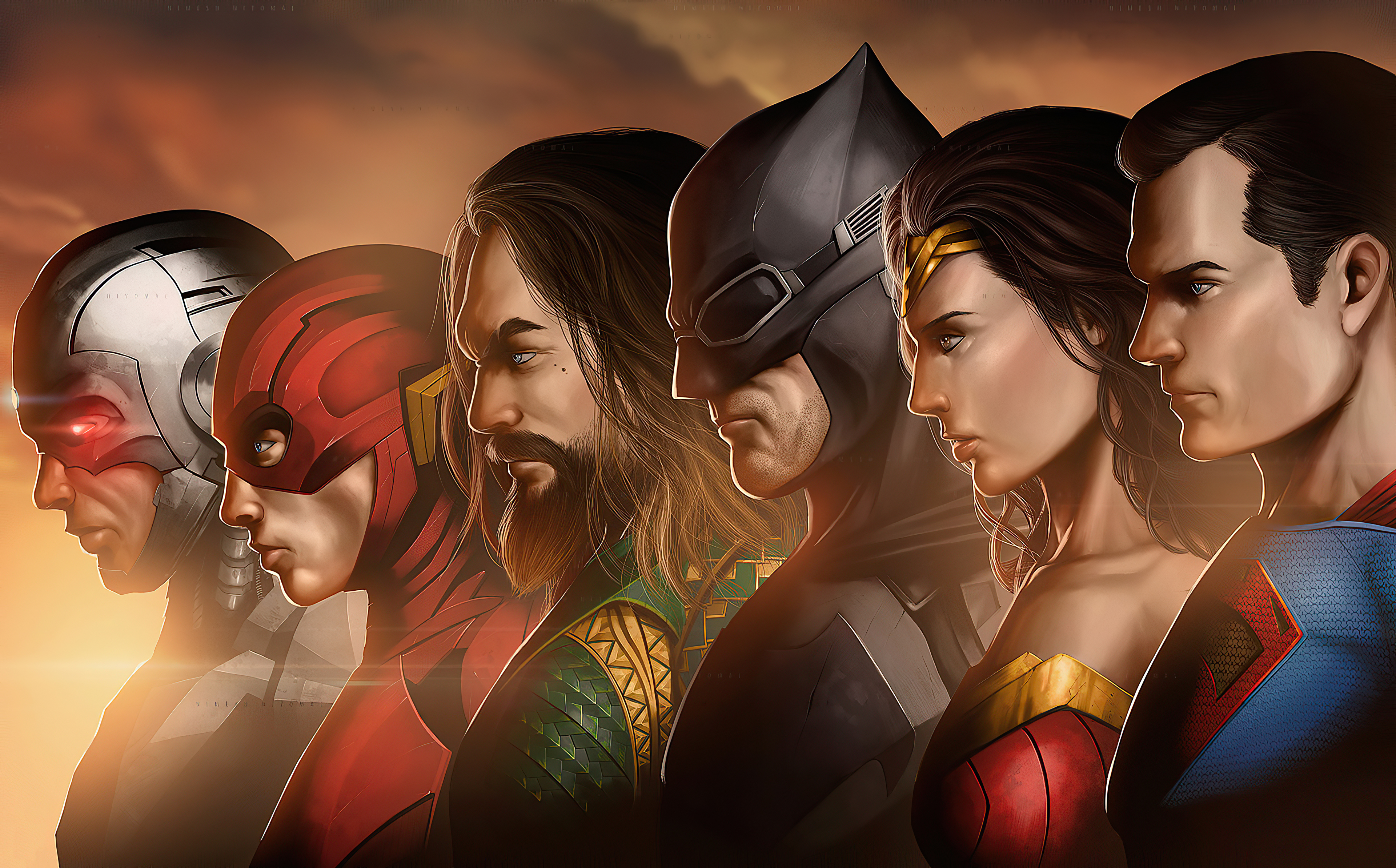 Download mobile wallpaper Batman, Superman, Flash, Comics, Dc Comics, Aquaman, Wonder Woman, Cyborg (Dc Comics), Justice League, Barry Allen, Justice League (2017) for free.