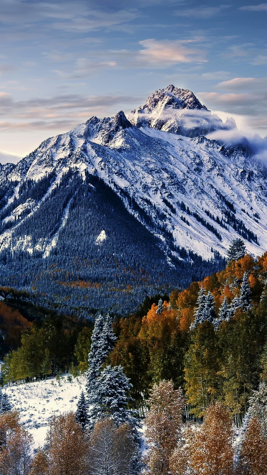 Handy-Wallpaper Herbst, Schnee, Morgen, Wolke, Colorado, Berge, Erde/natur, Mount Sneffles kostenlos herunterladen.