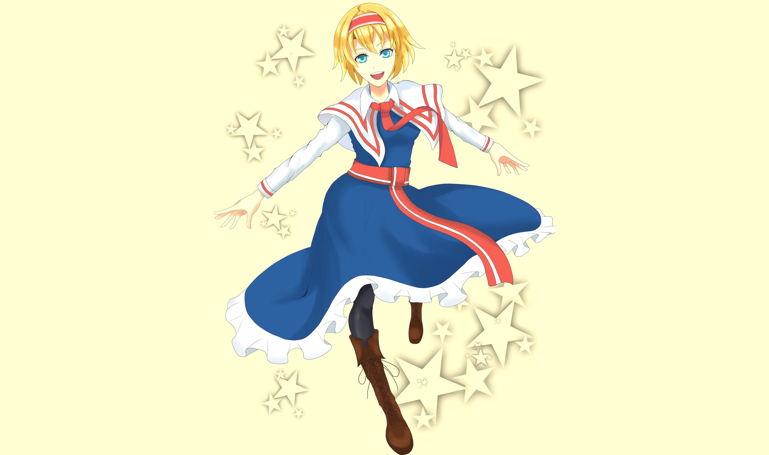 Download mobile wallpaper Anime, Smile, Blonde, Skirt, Blue Eyes, Touhou, Alice Margatroid for free.