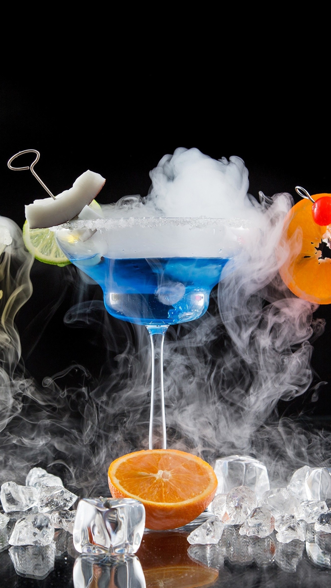 Download mobile wallpaper Food, Smoke, Glass, Fruit, Drink, Cocktail, Ice Cube for free.